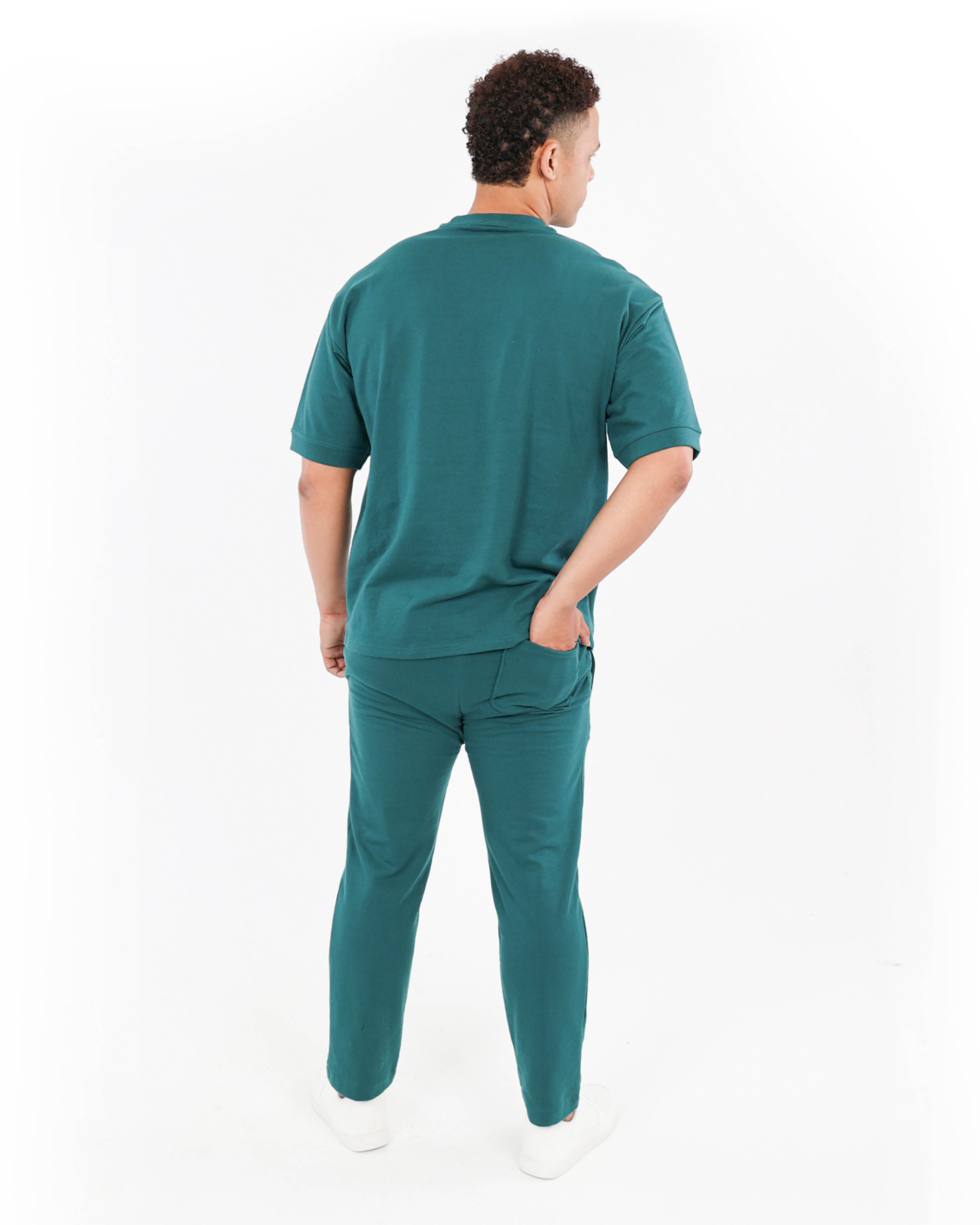 Teal Pin Tuck Joggers