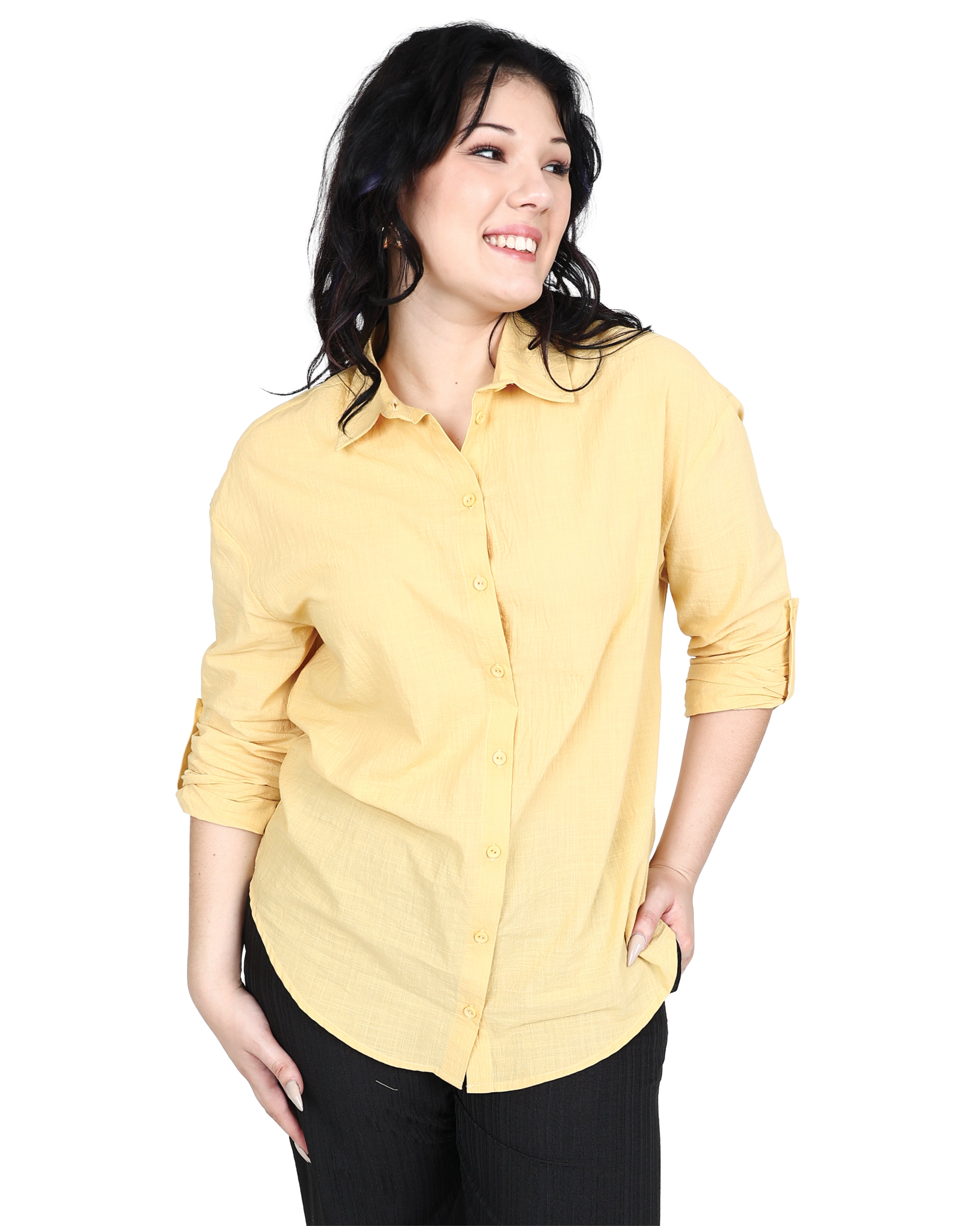 Long Sleeve Butter Yellow Voile Shirt