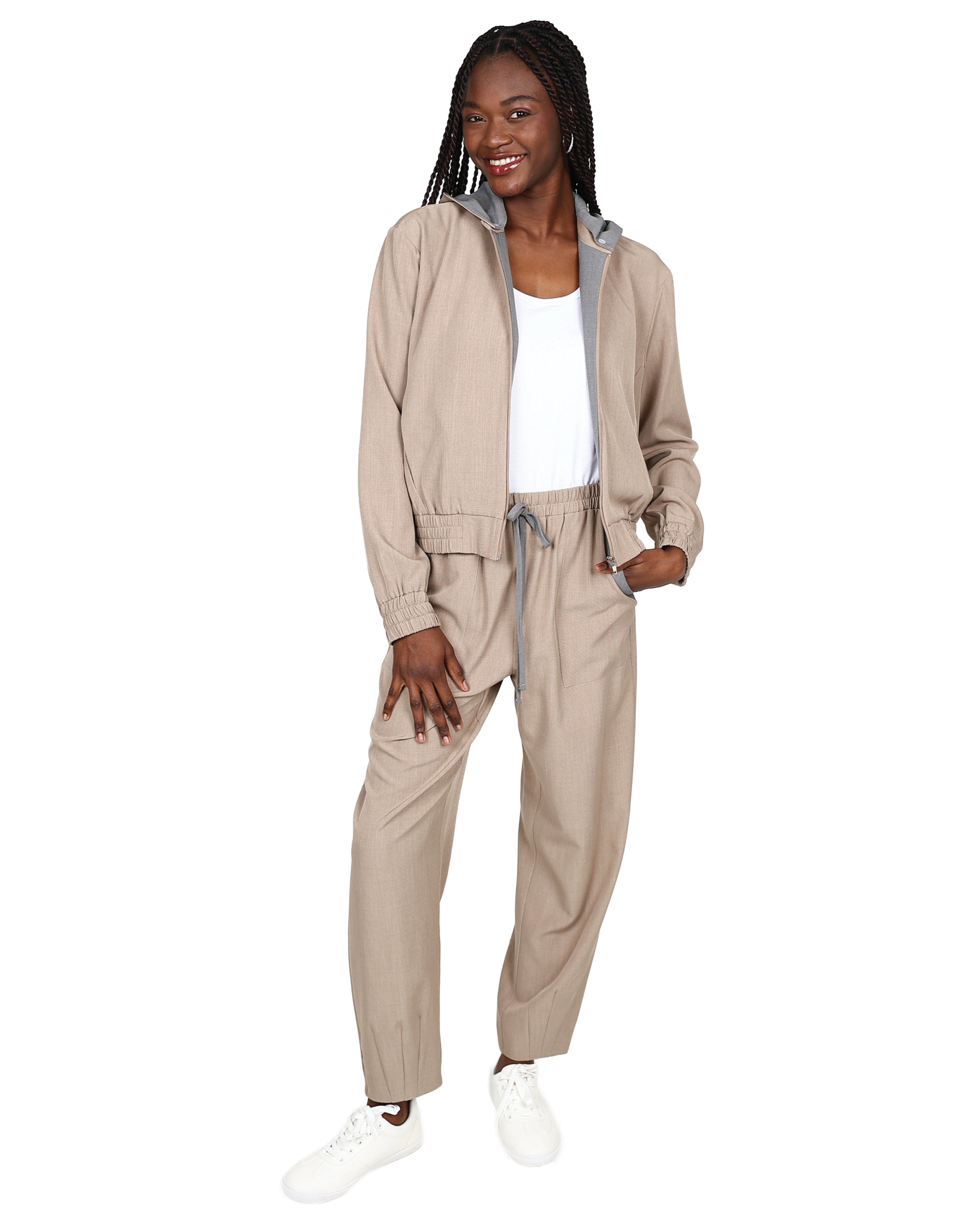 Contrast Trim Colour Zip-Up Hoodie