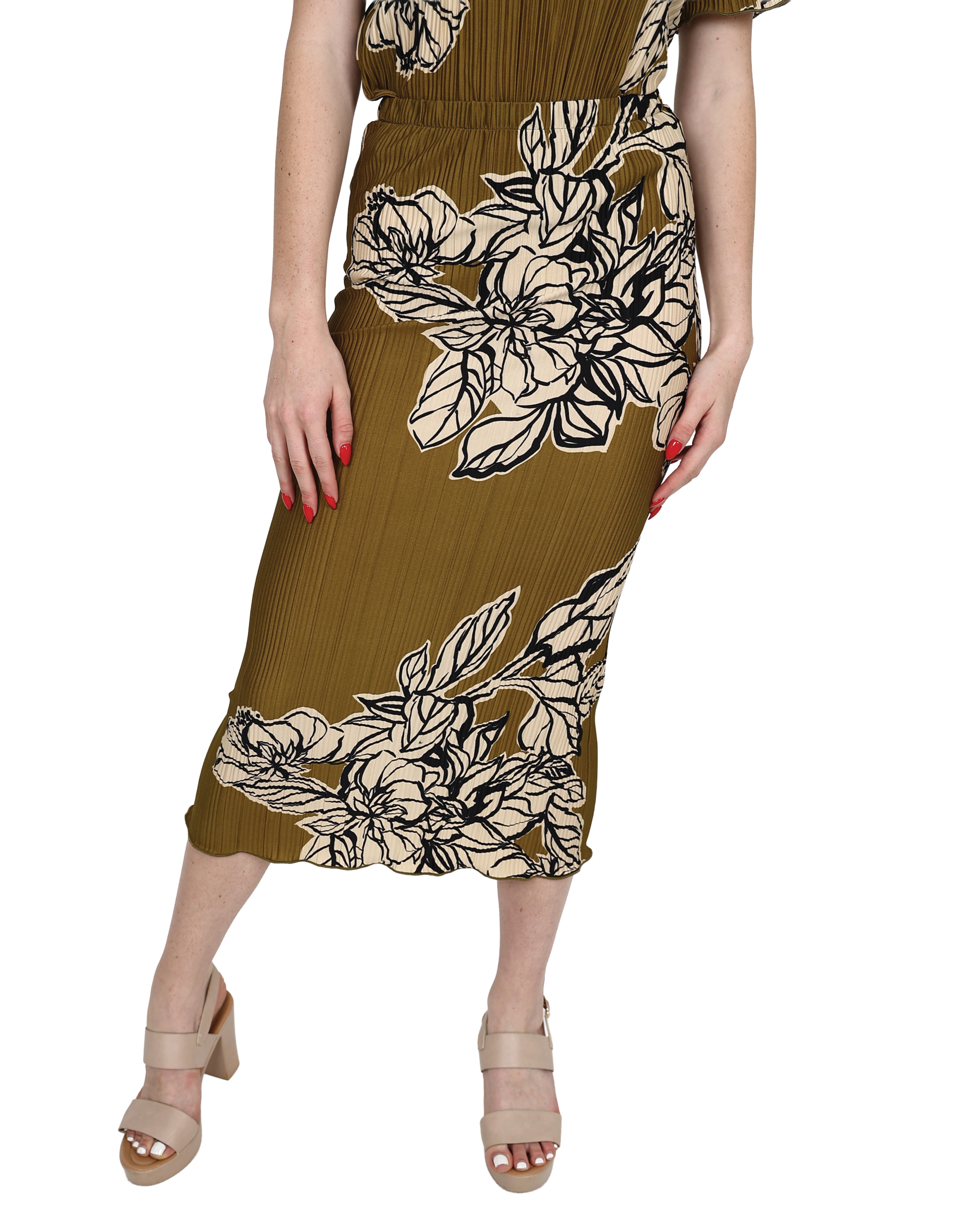 Printed Plissé Skirt