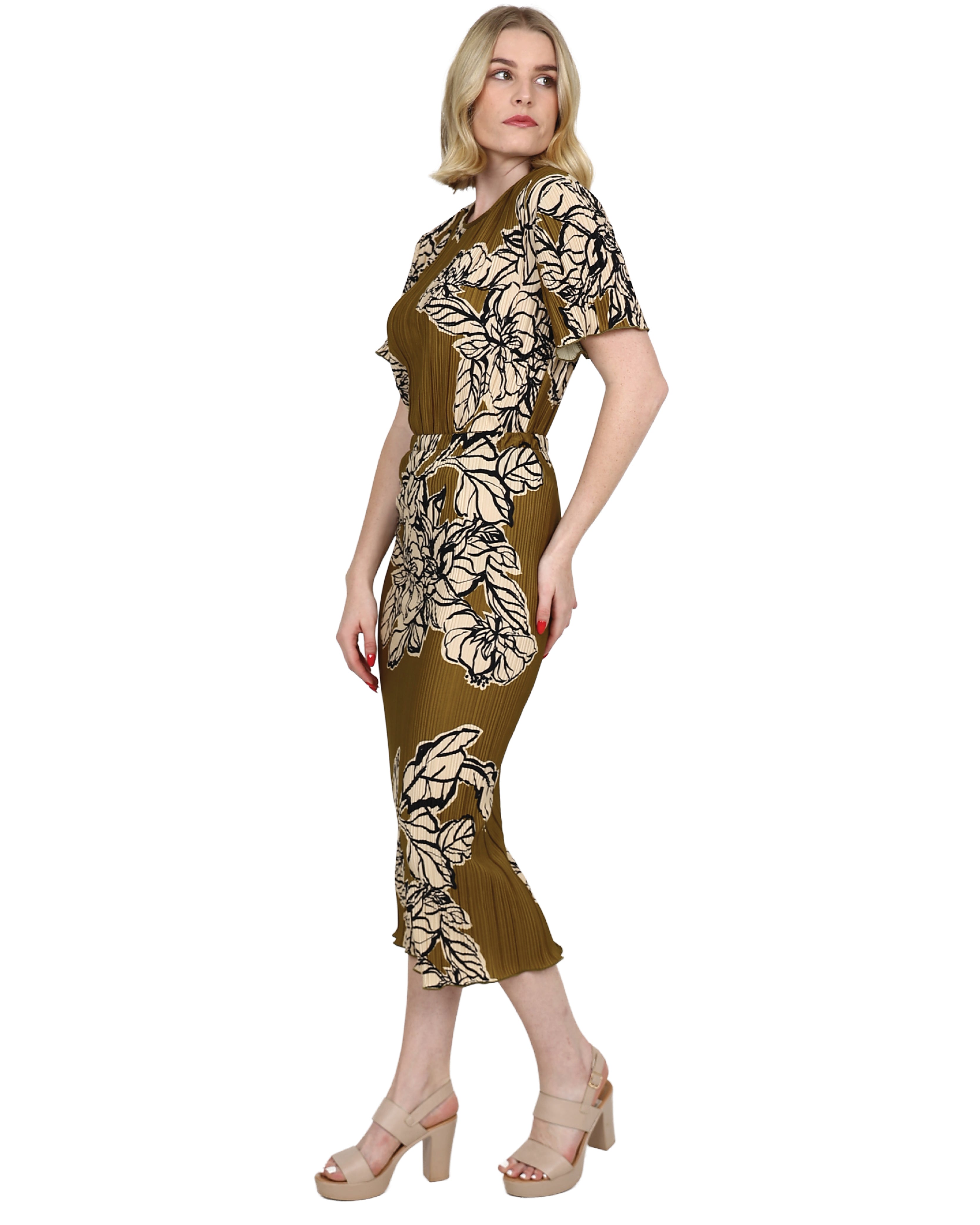 Printed Plissé Skirt