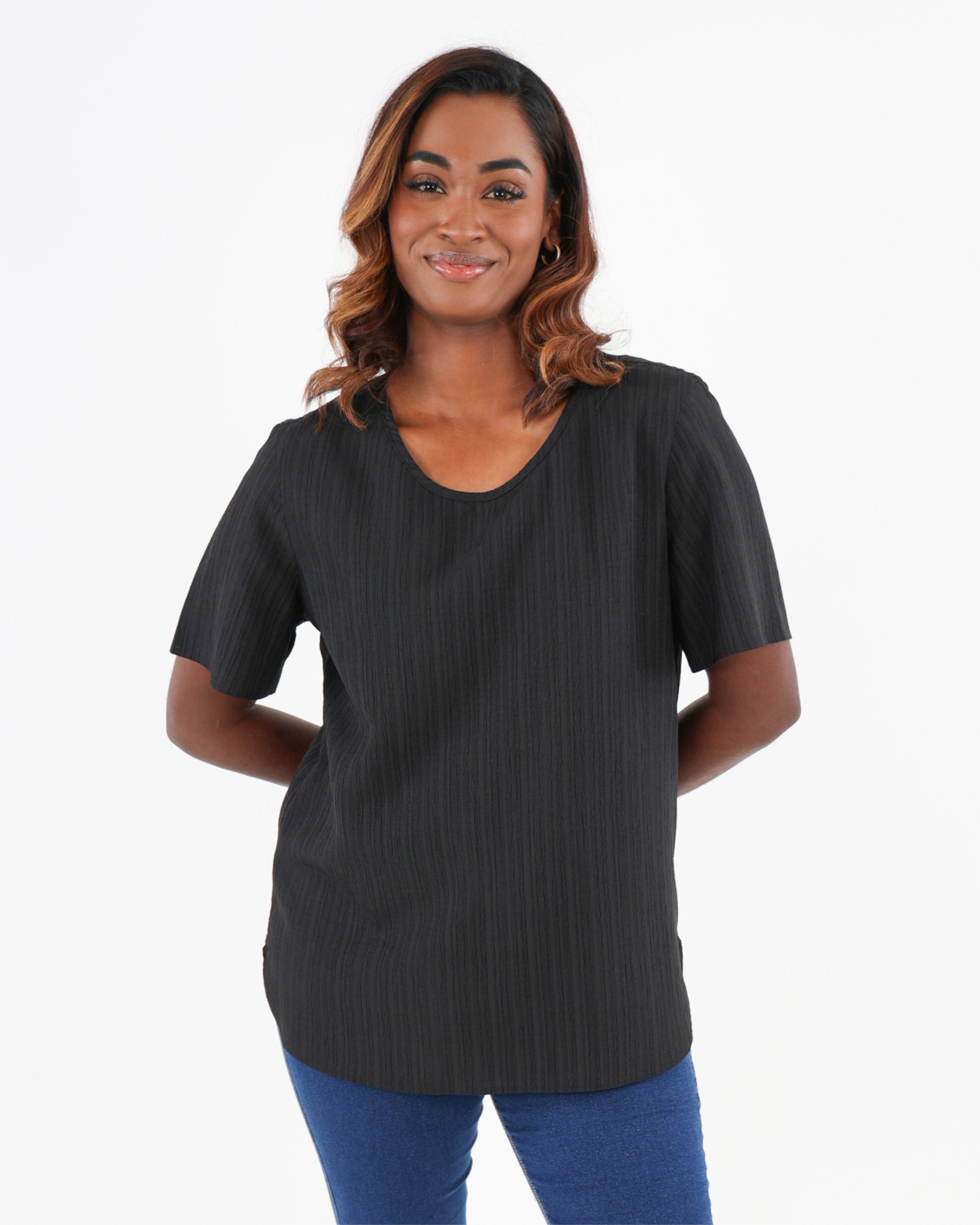 Short Sleeve Crinkle Blouse