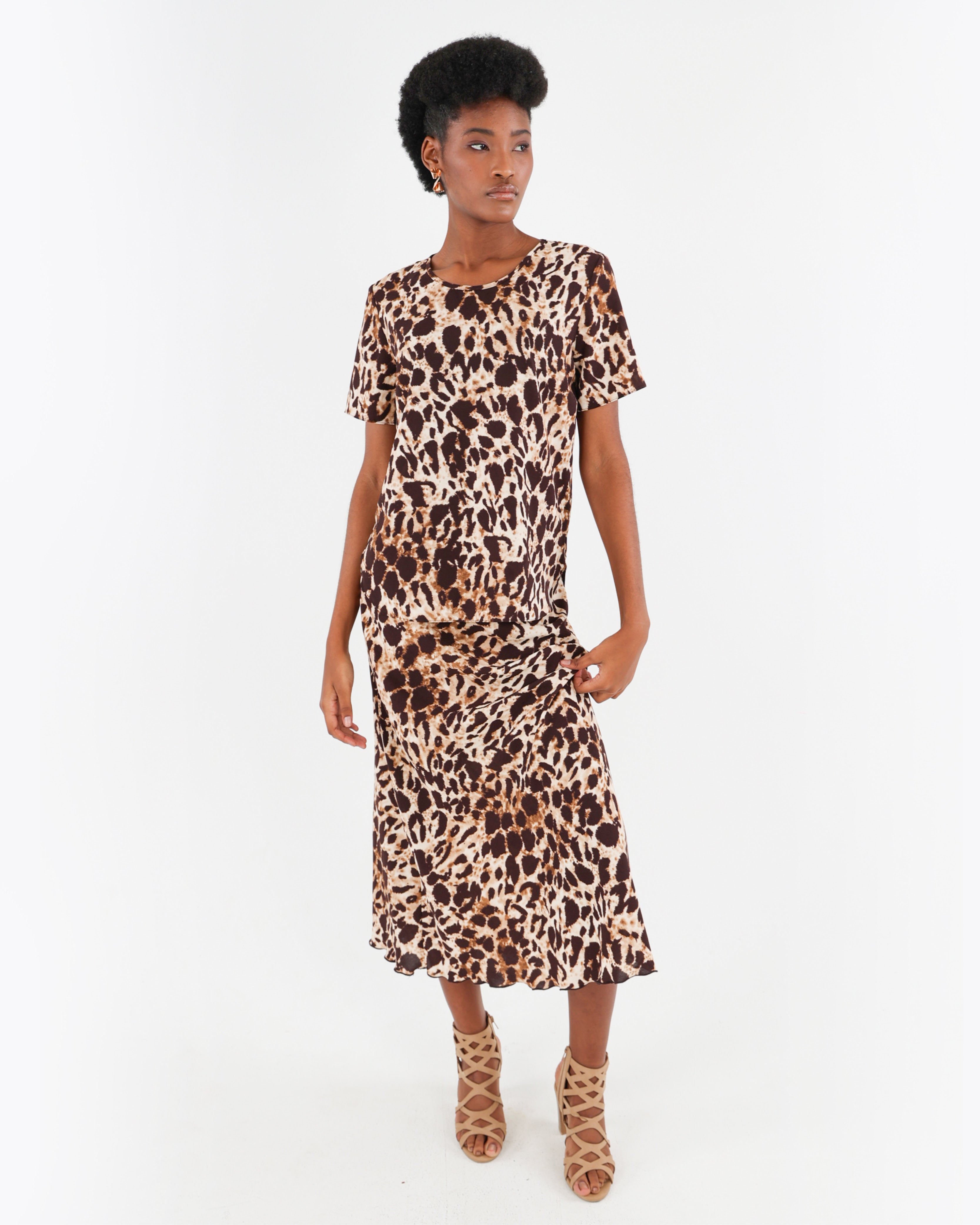 Short Sleeve Leopard Print Blouse