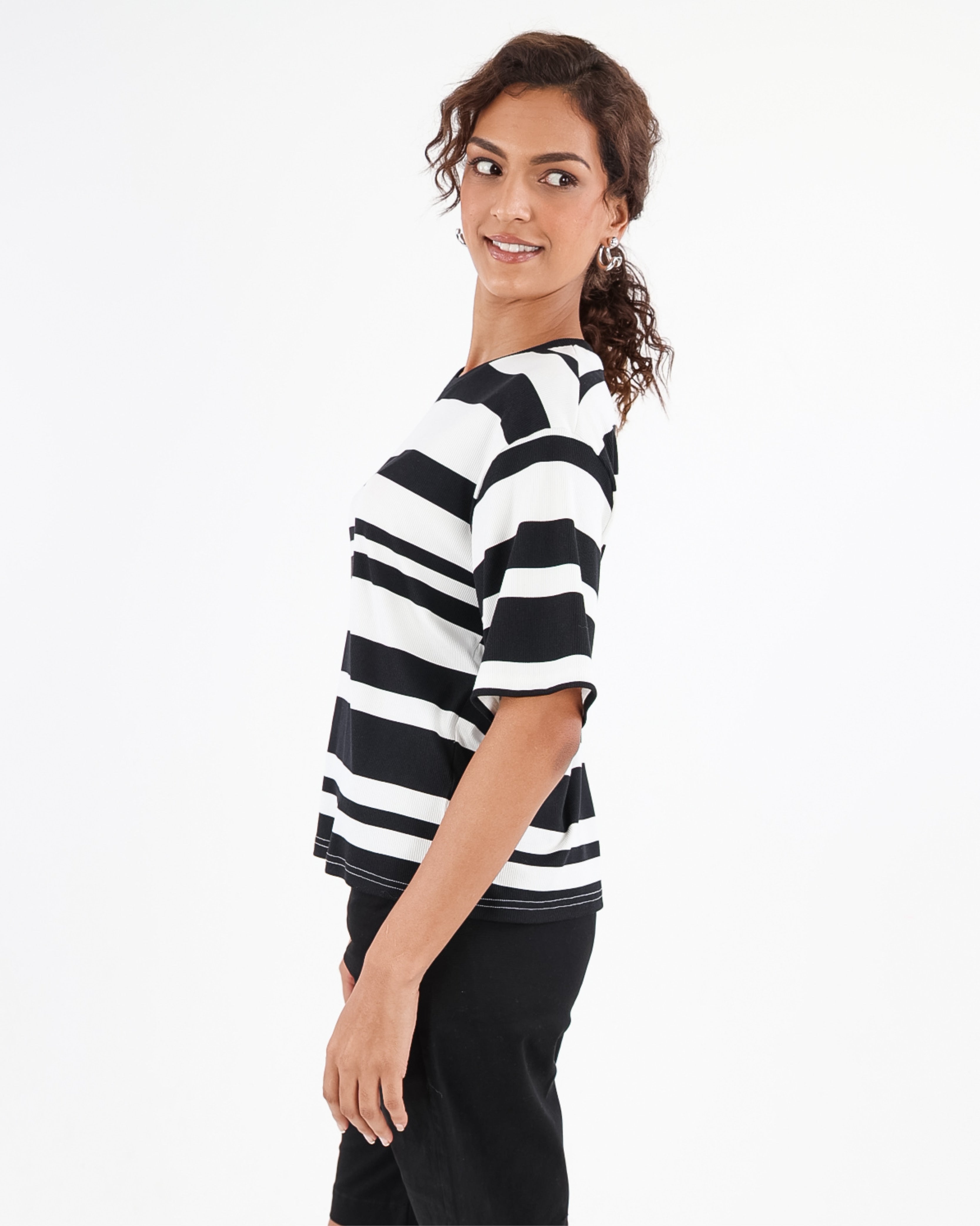 Short Sleeve Monochrome Striped T-Shirt