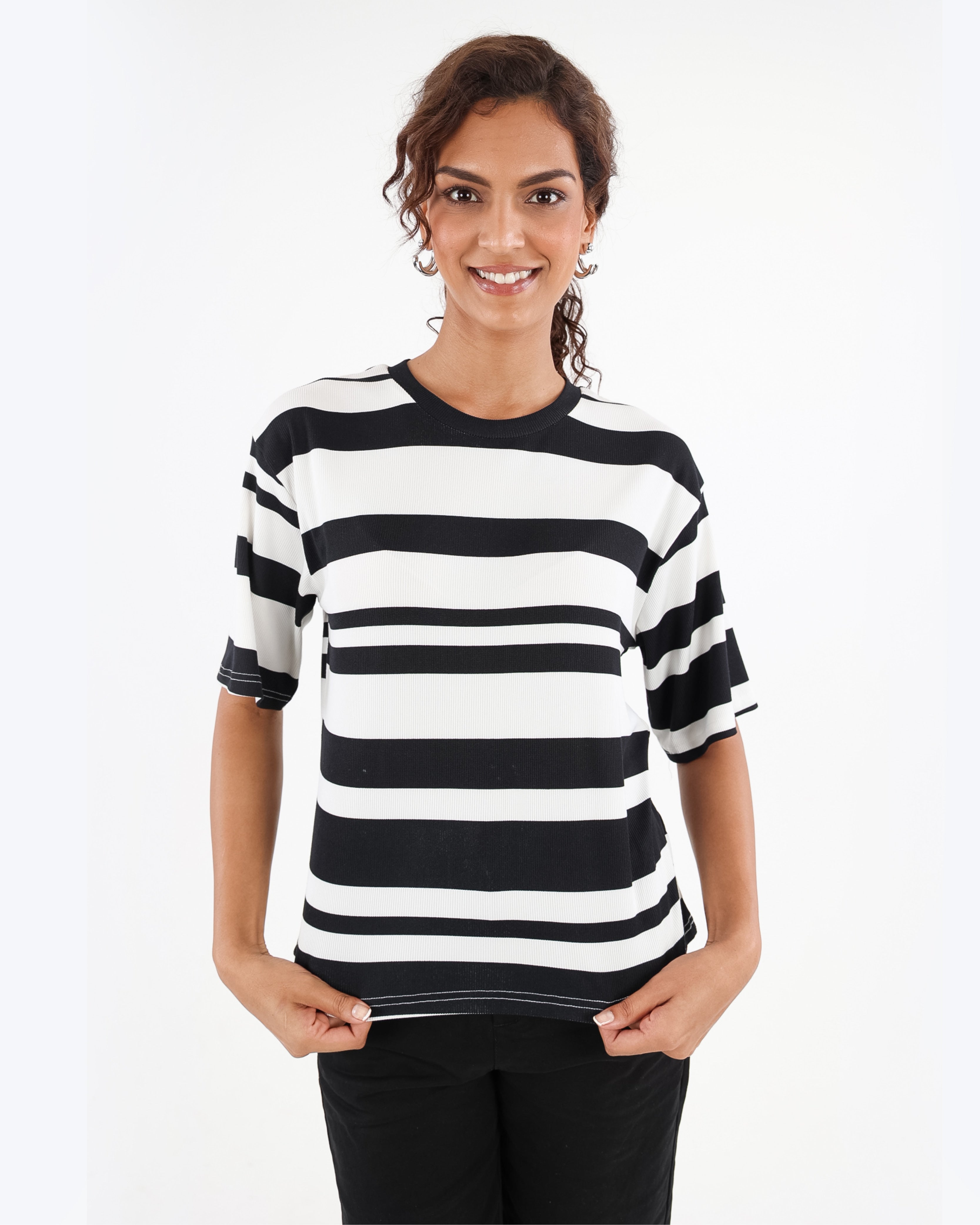 Short Sleeve Monochrome Striped T-Shirt