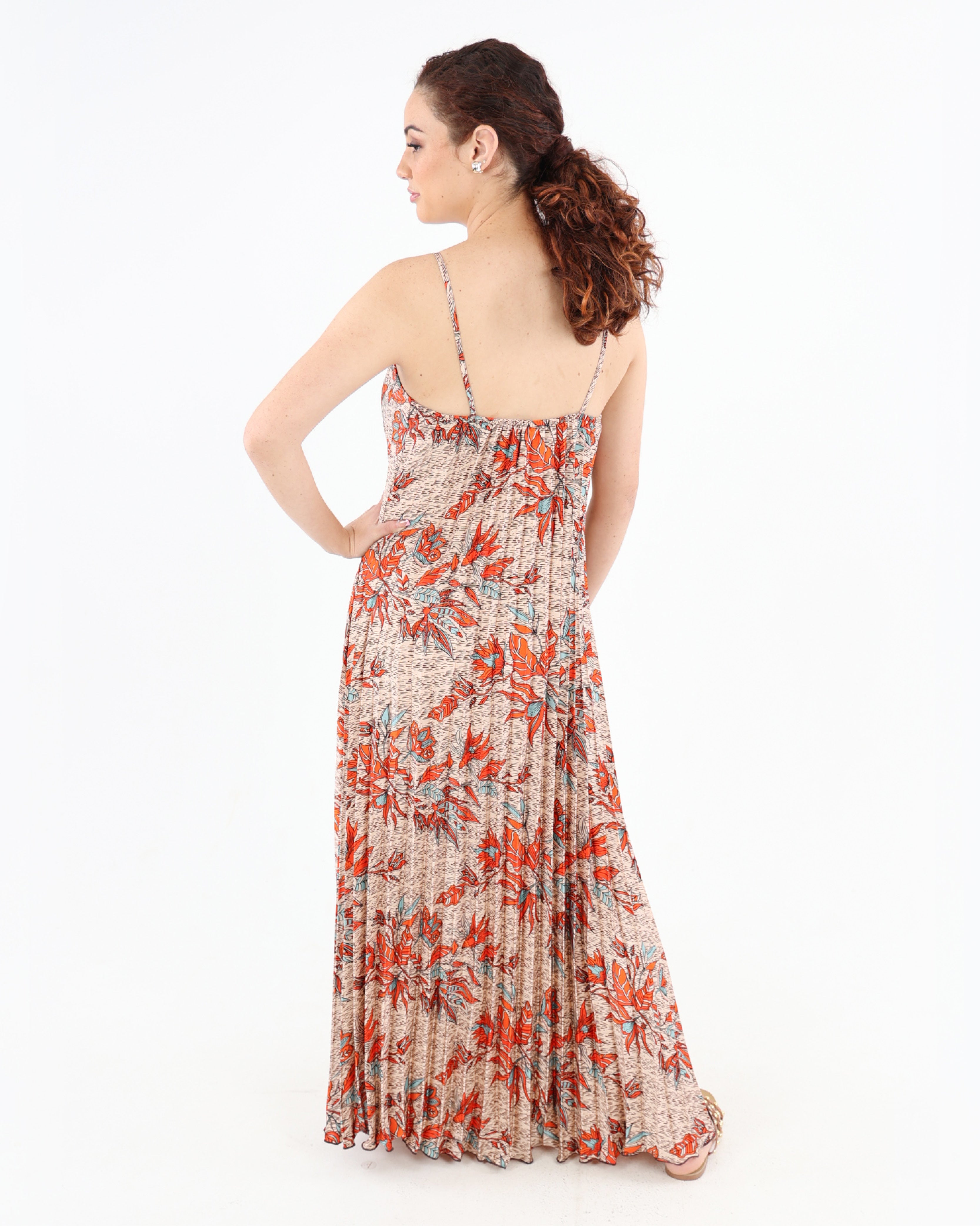 Strappy Pleated Maxi Dress