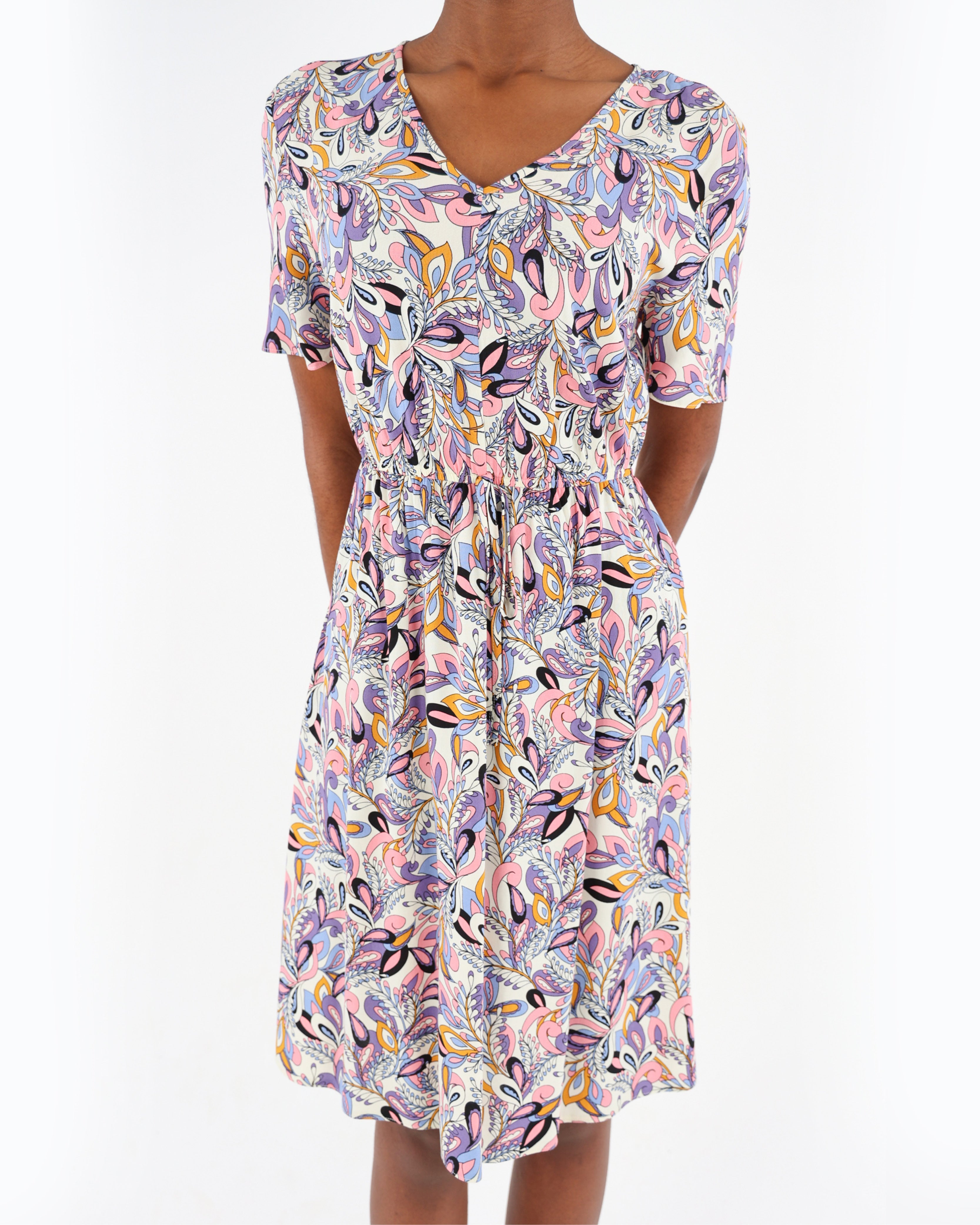 Paisley Print Short Sleeve Summer Dress