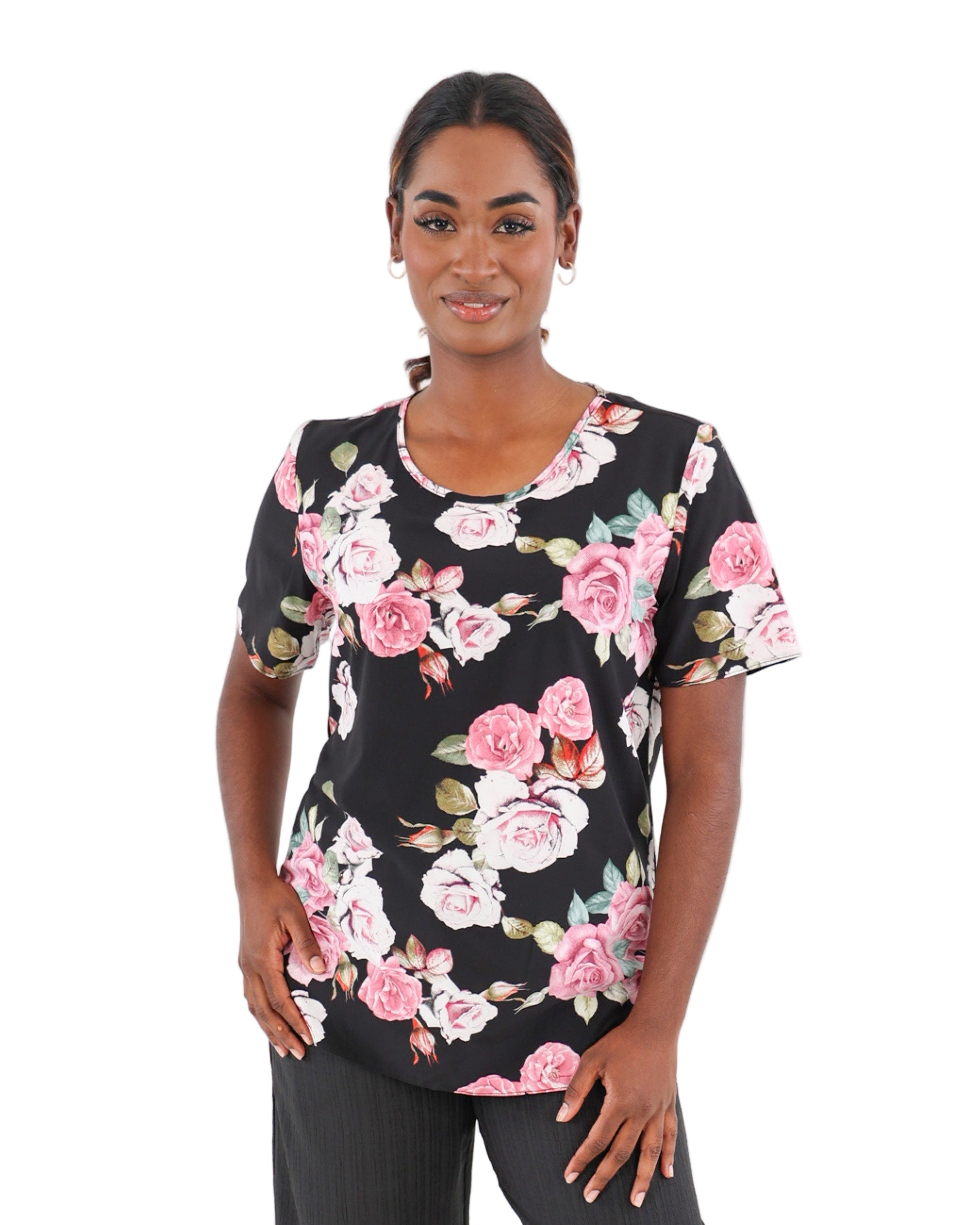 Short Sleeve Floral Print Blouse