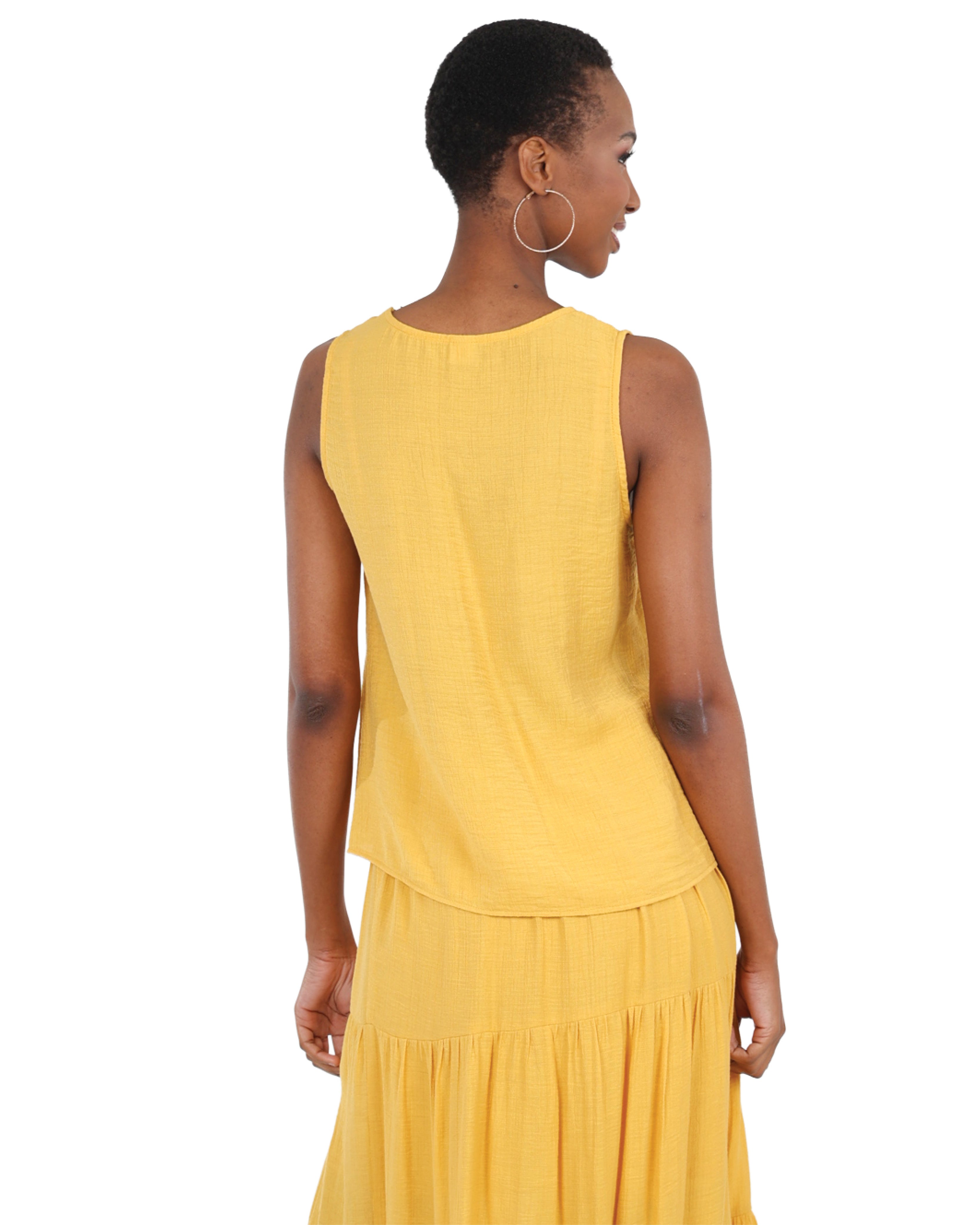 Yellow Sleeveless Swing Blouse