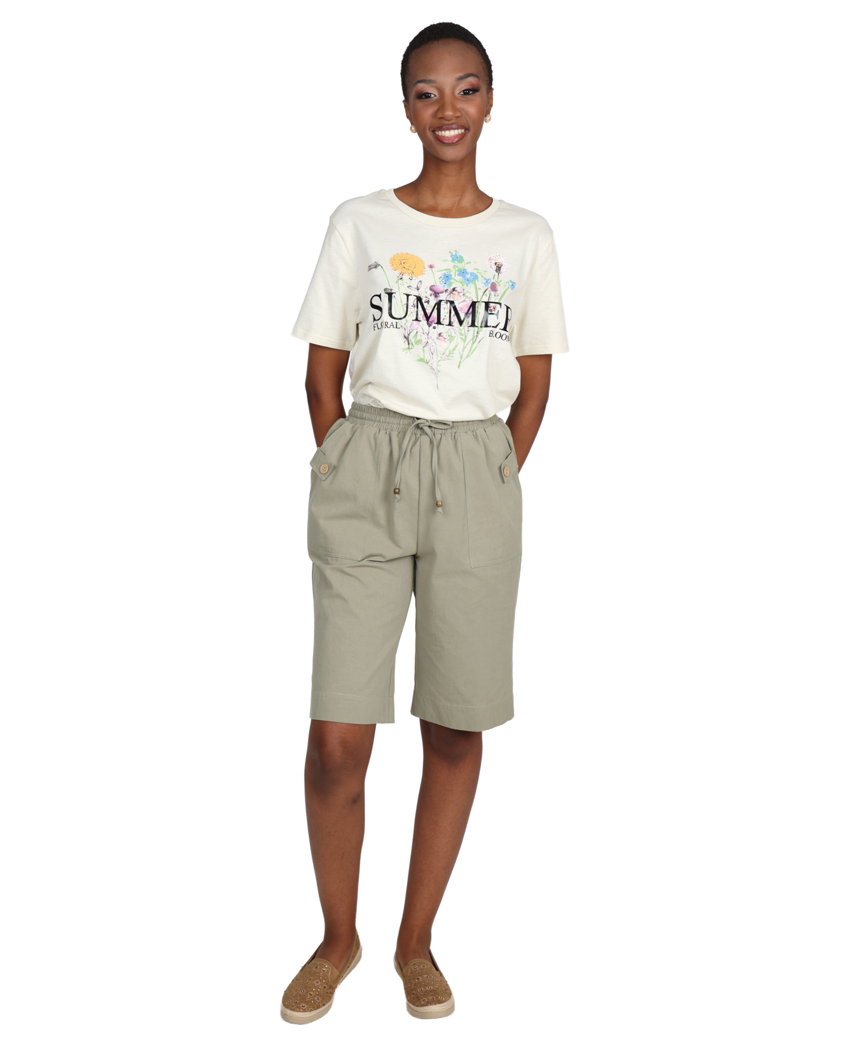 Sage Elasticated Bermuda Shorts