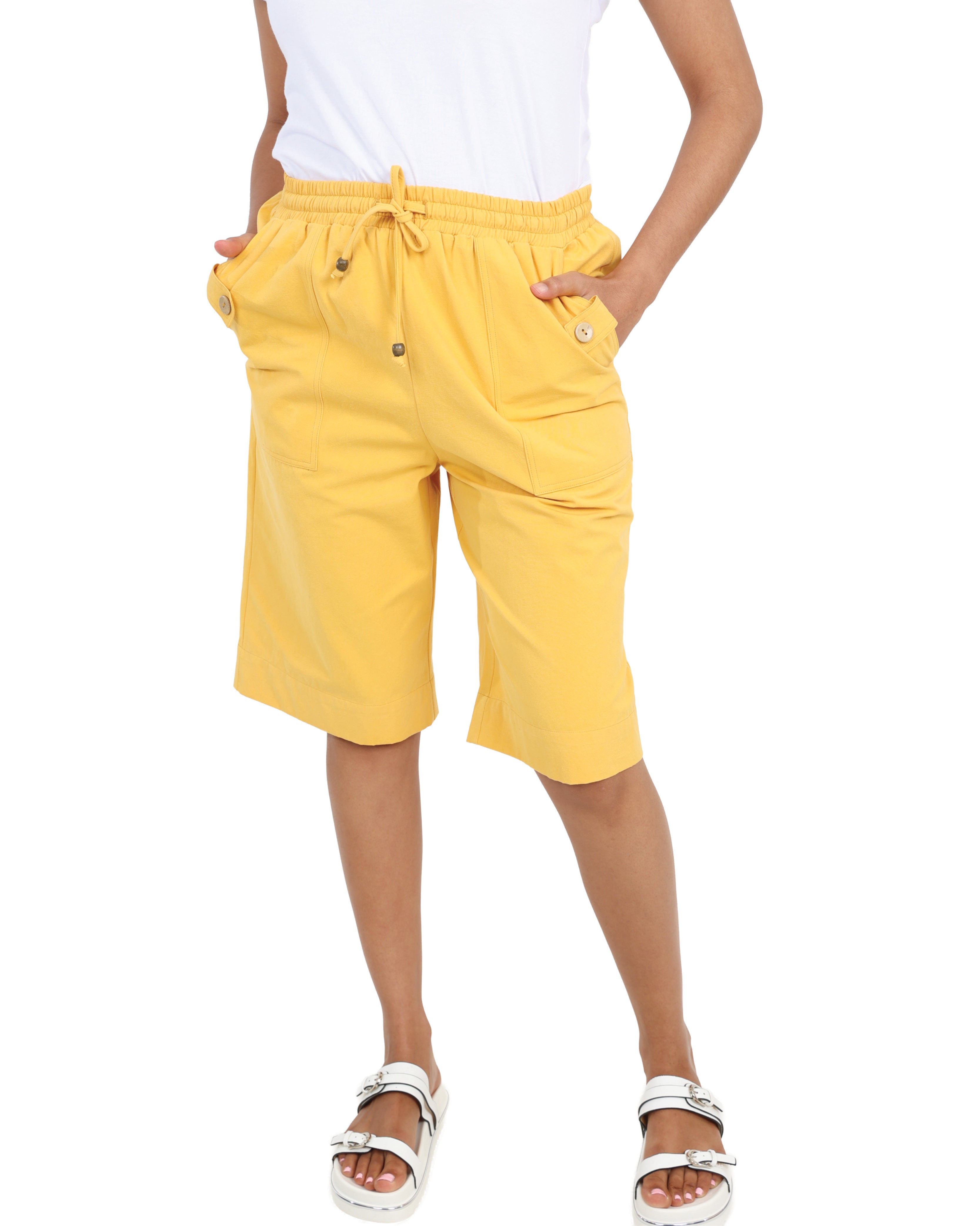 Yellow Elasticated Bermuda Shorts