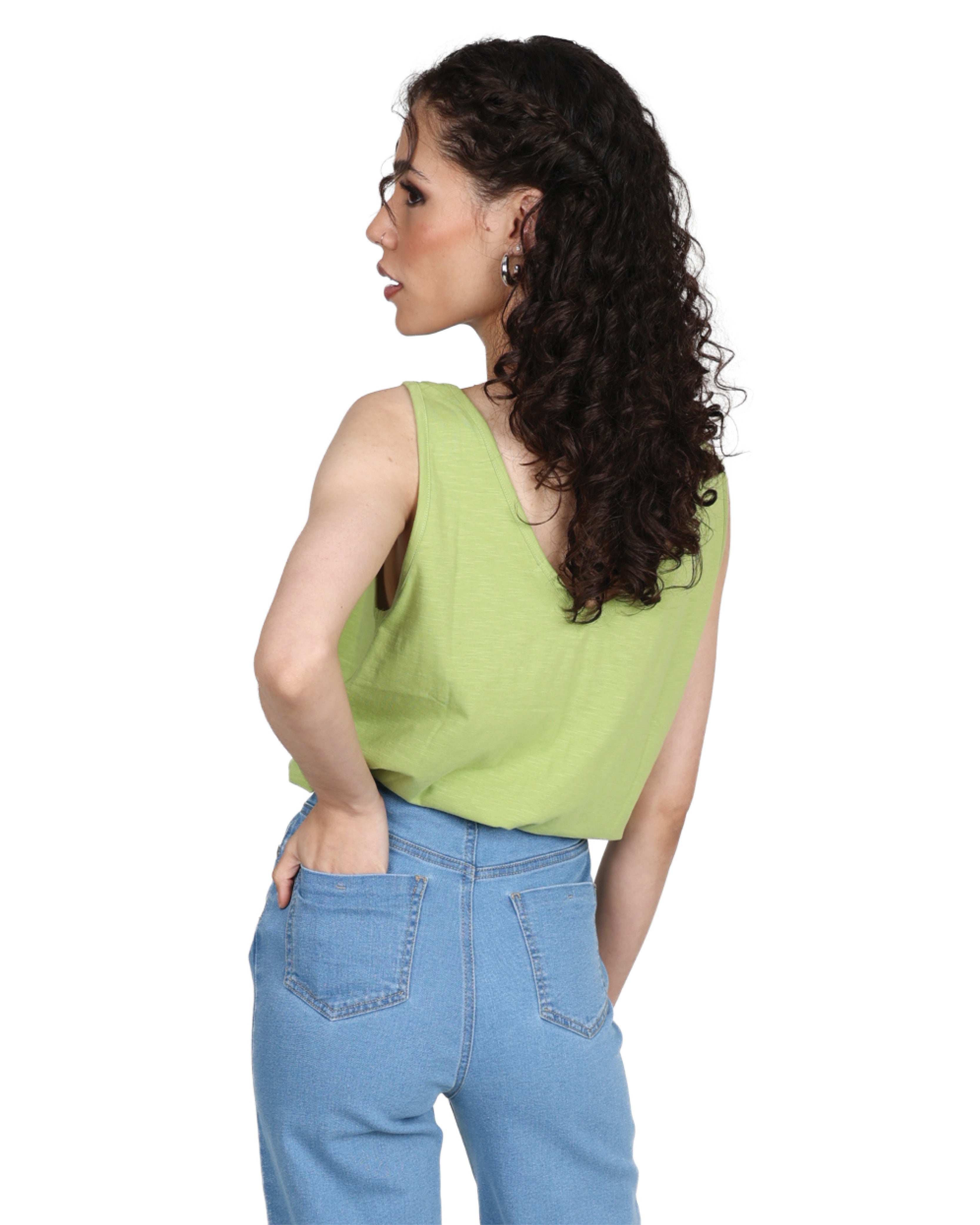 Green Knot Detail Sleeveless Top