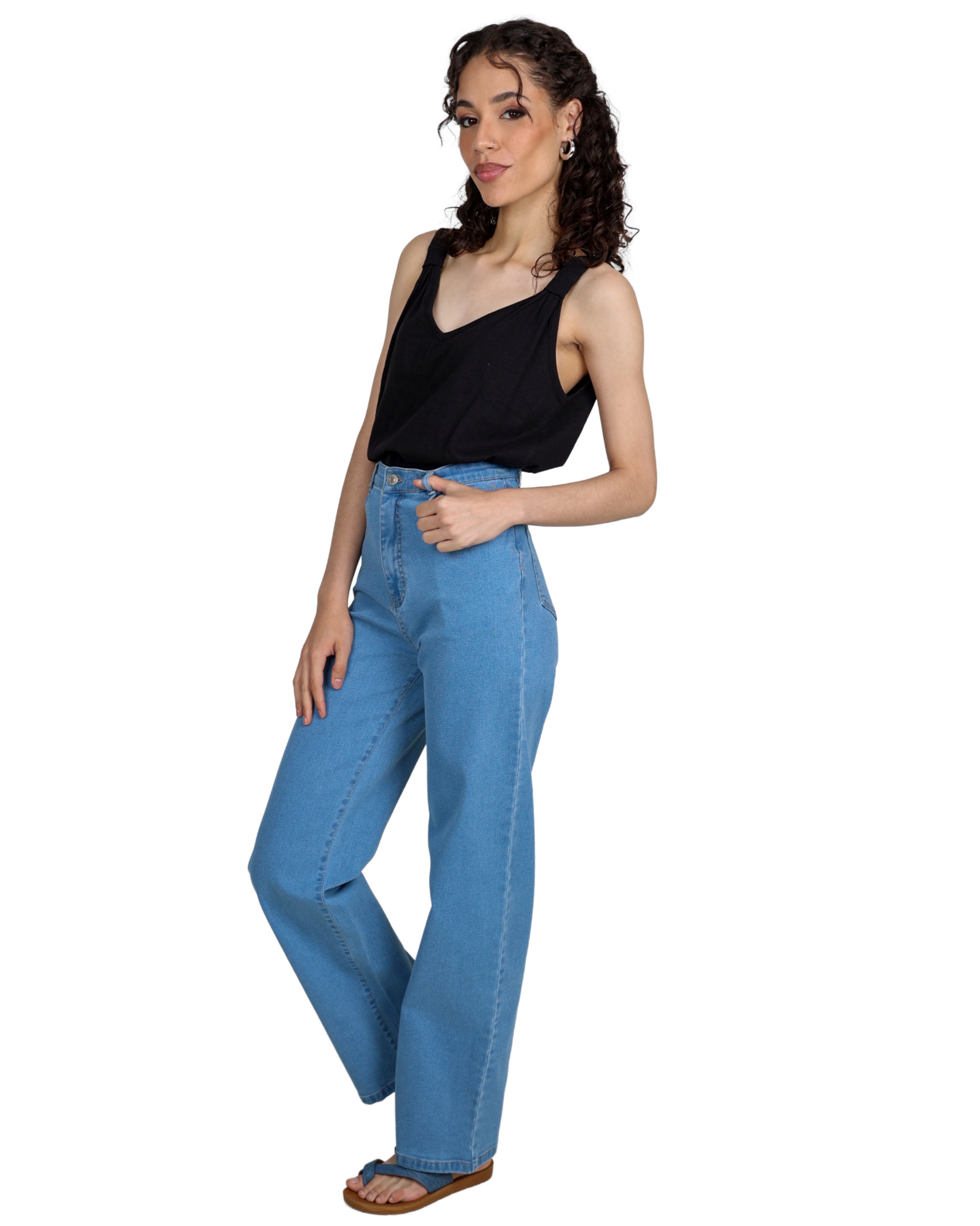 Light Indigo Wide Leg Stretch Jeans