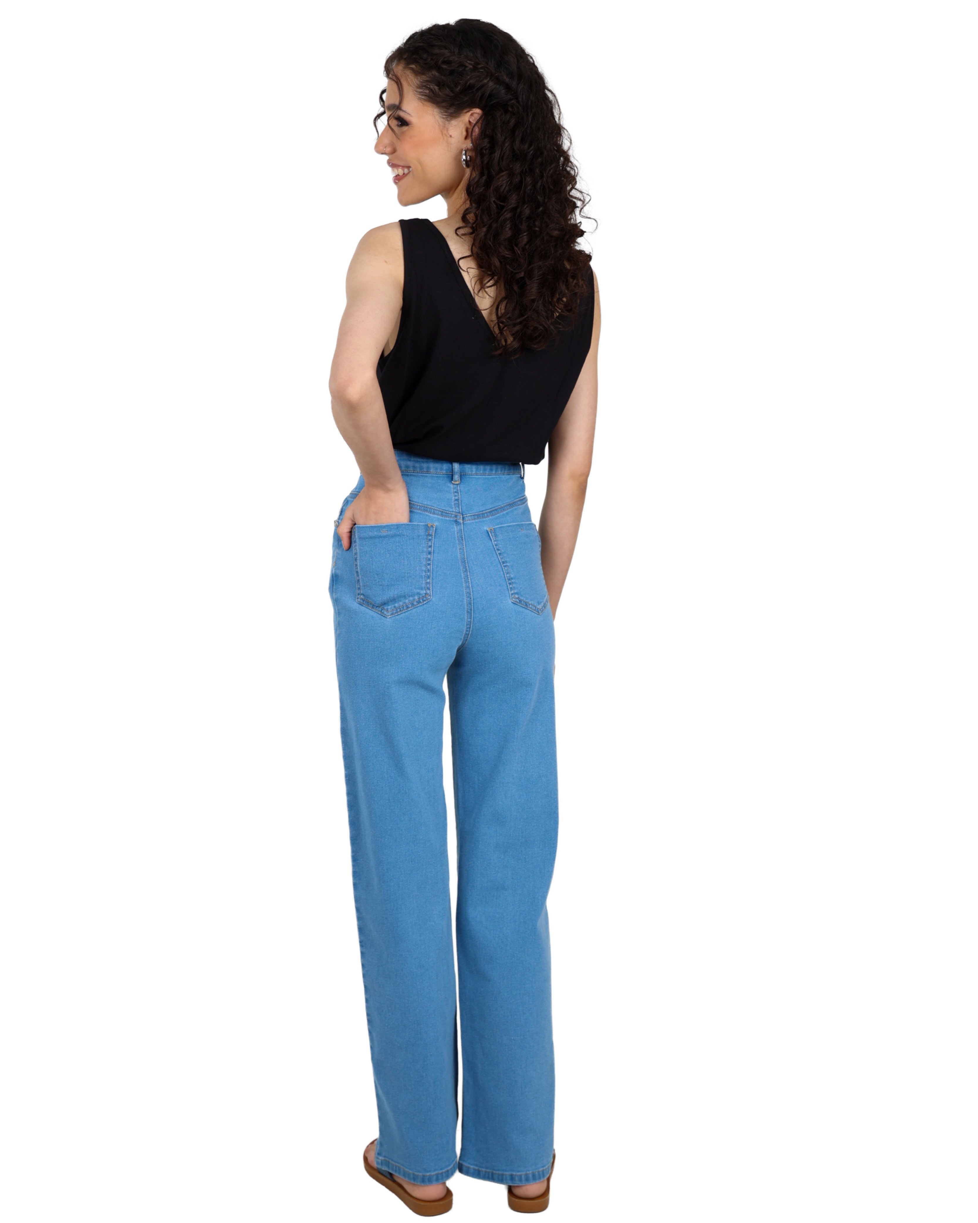 Light Indigo Wide Leg Stretch Jeans