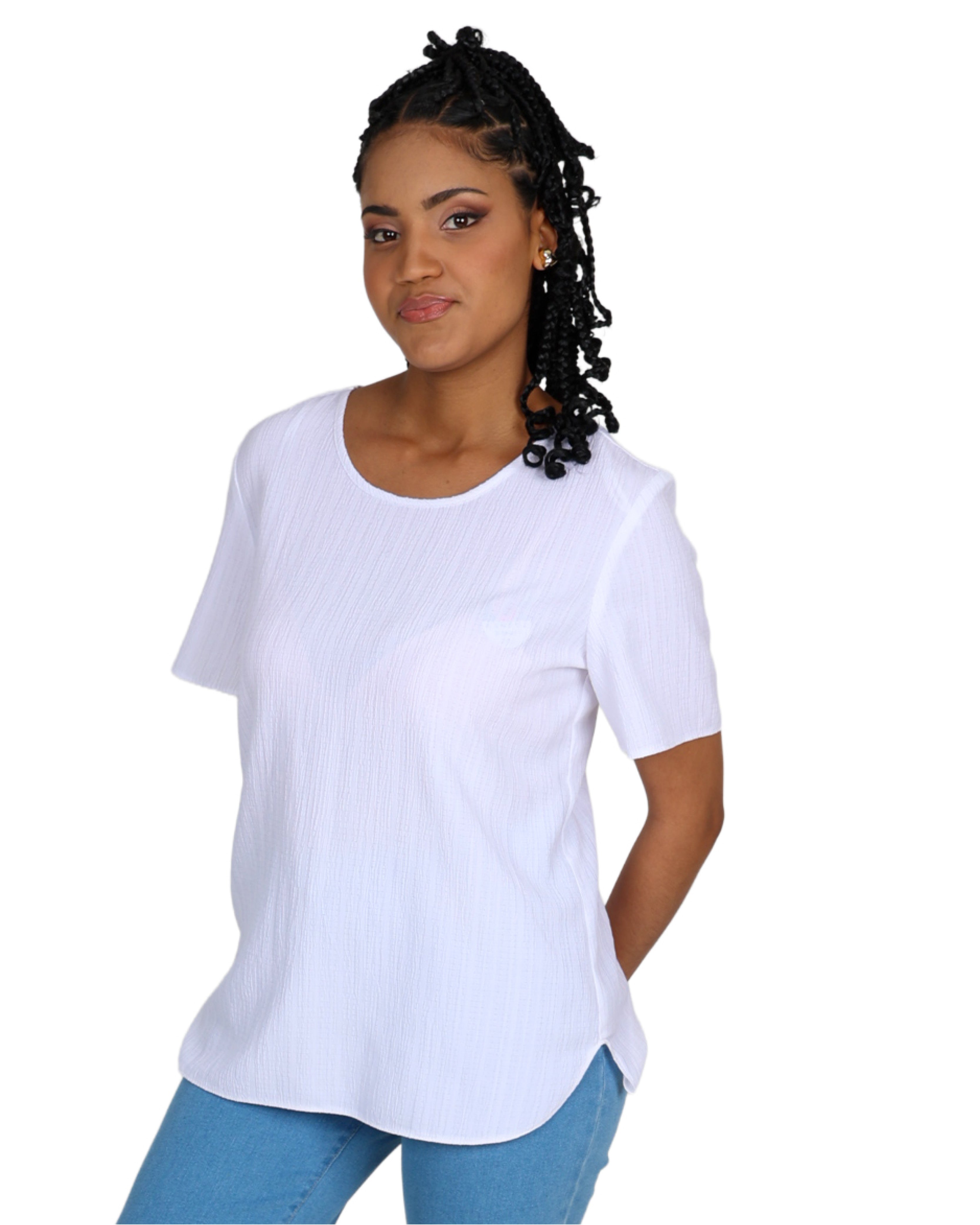 Short Sleeve Round Neck Blouse