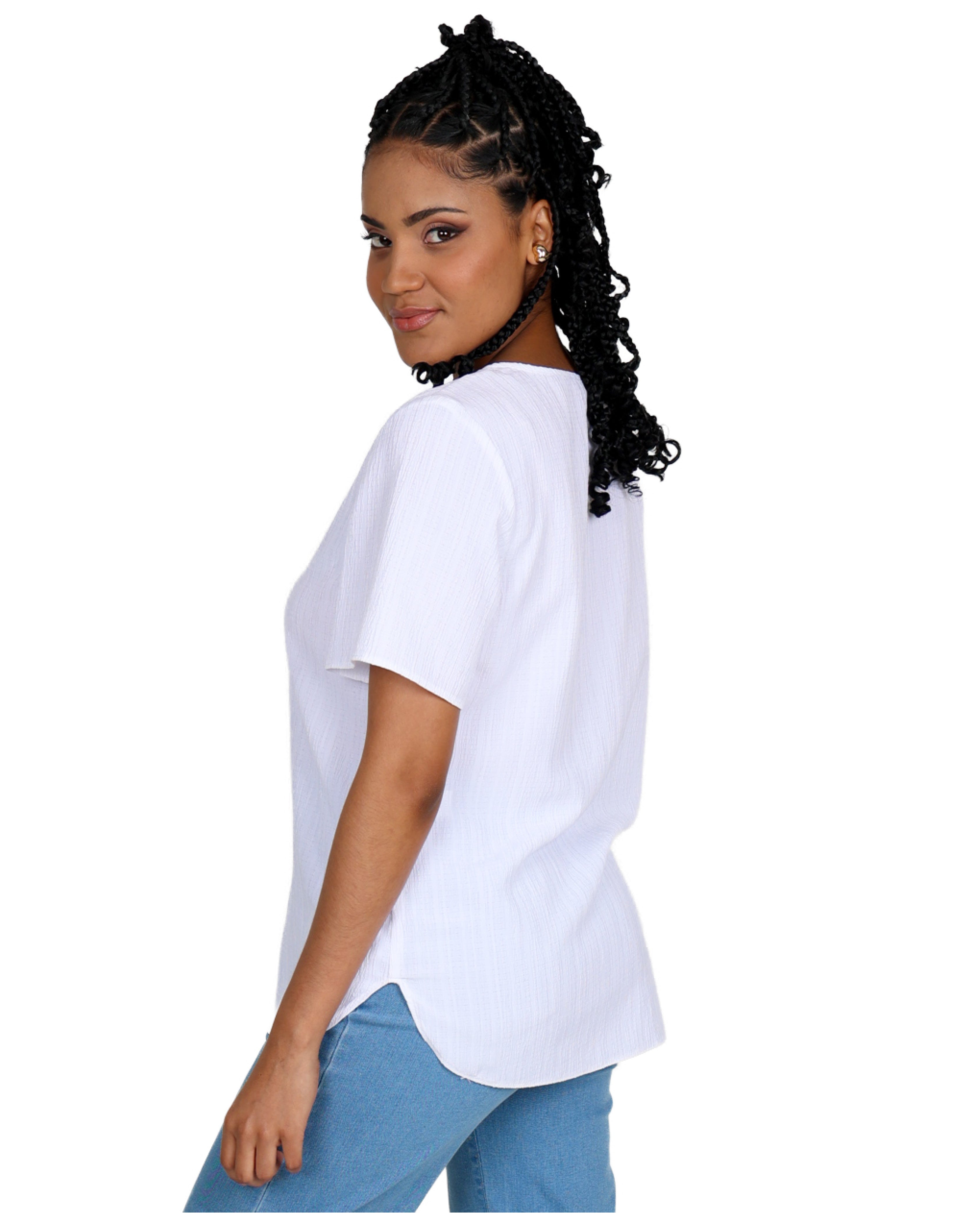 Short Sleeve Round Neck Blouse