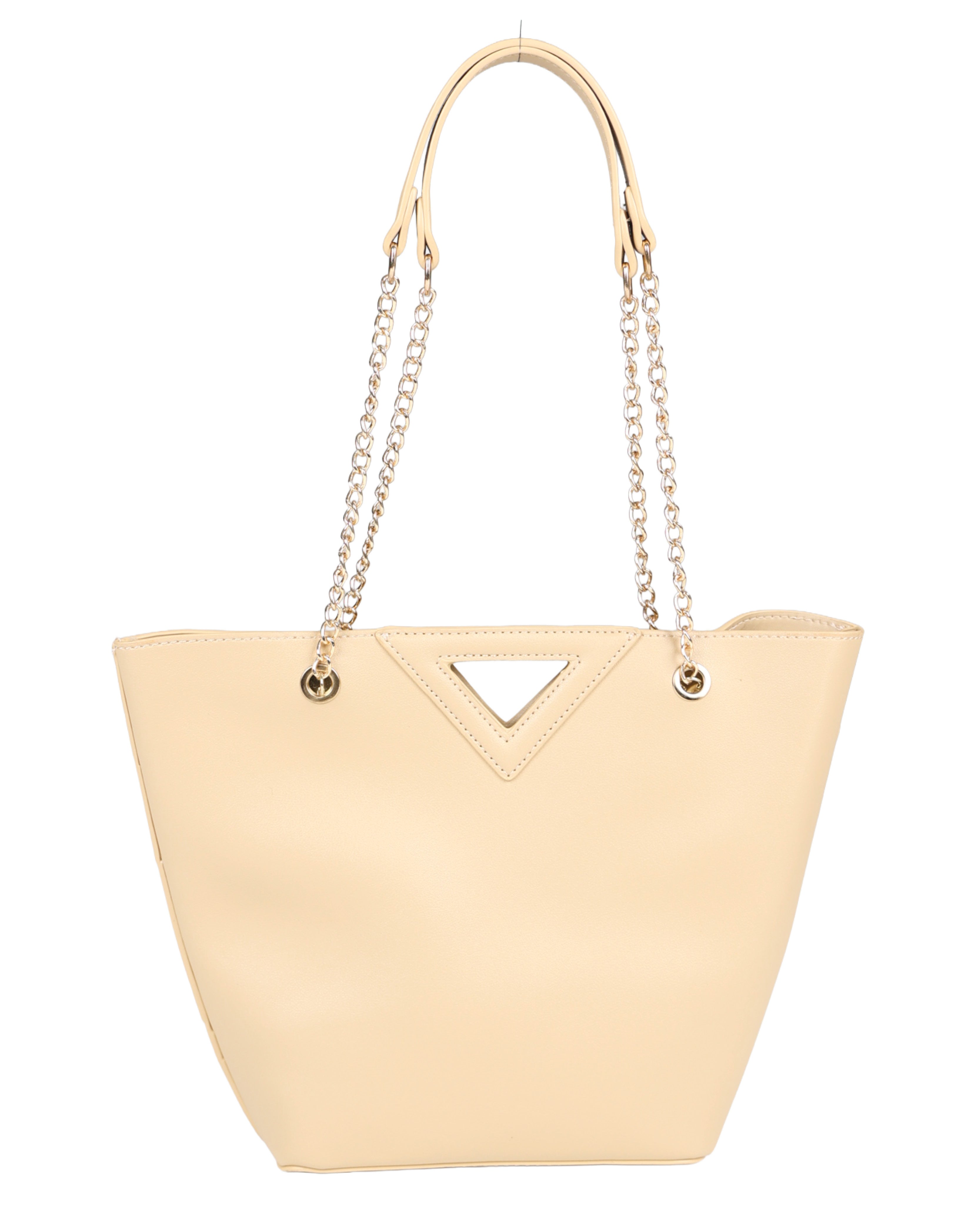 Wide Woven Bucket Bag With Chain Strap