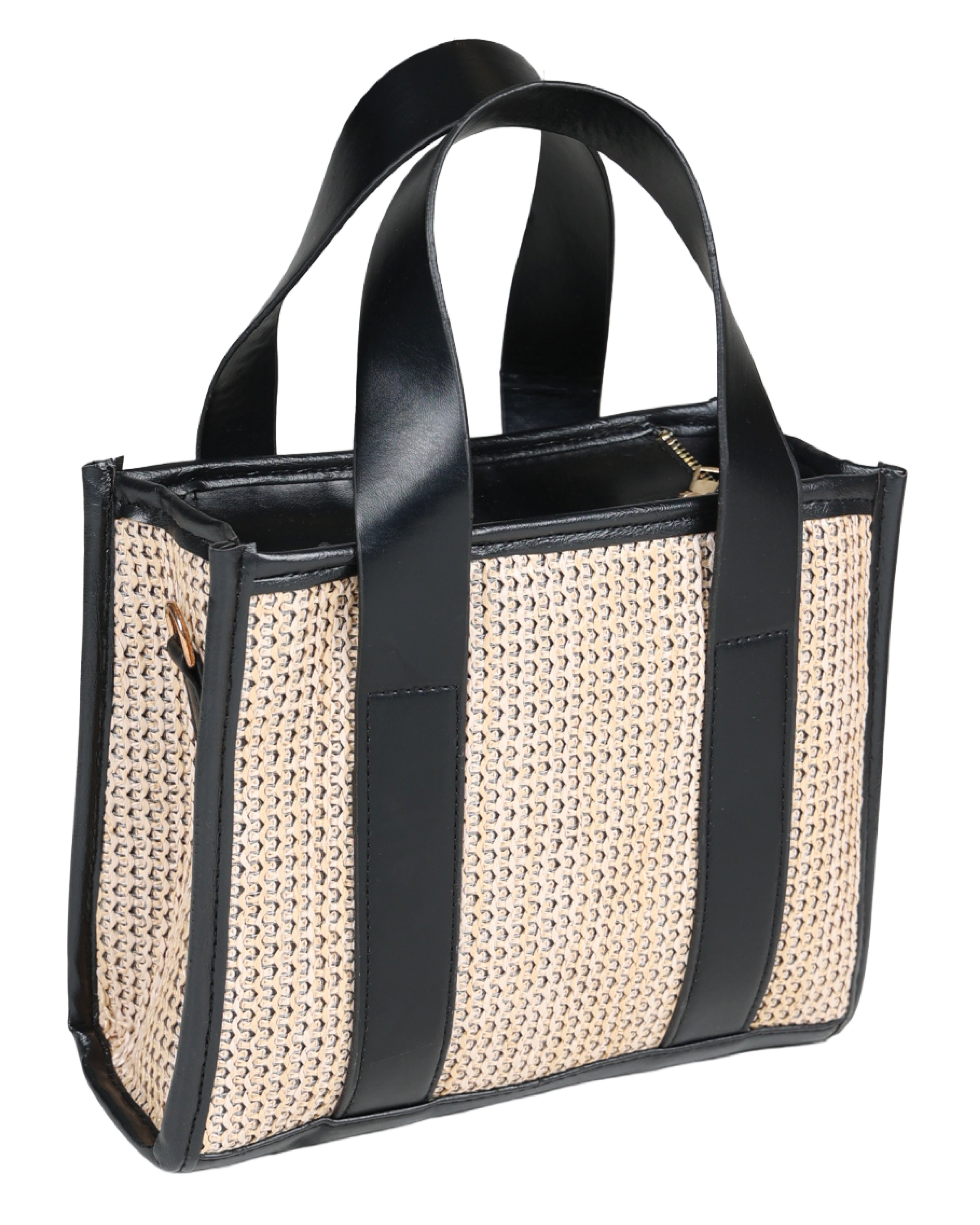 Woven Panel Tote Bag