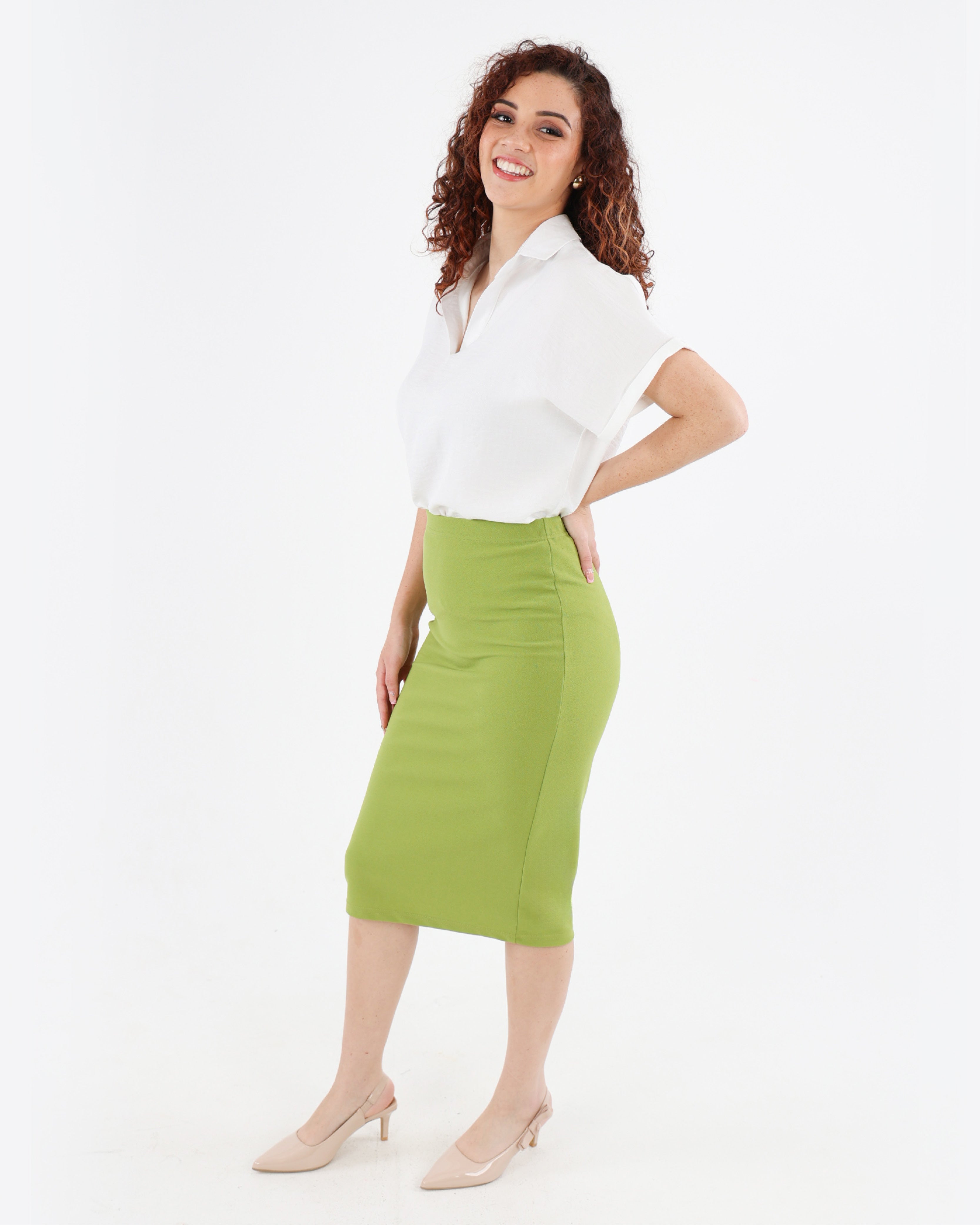 Chocolate & Chartreuse Twin Pack Pencil Skirts