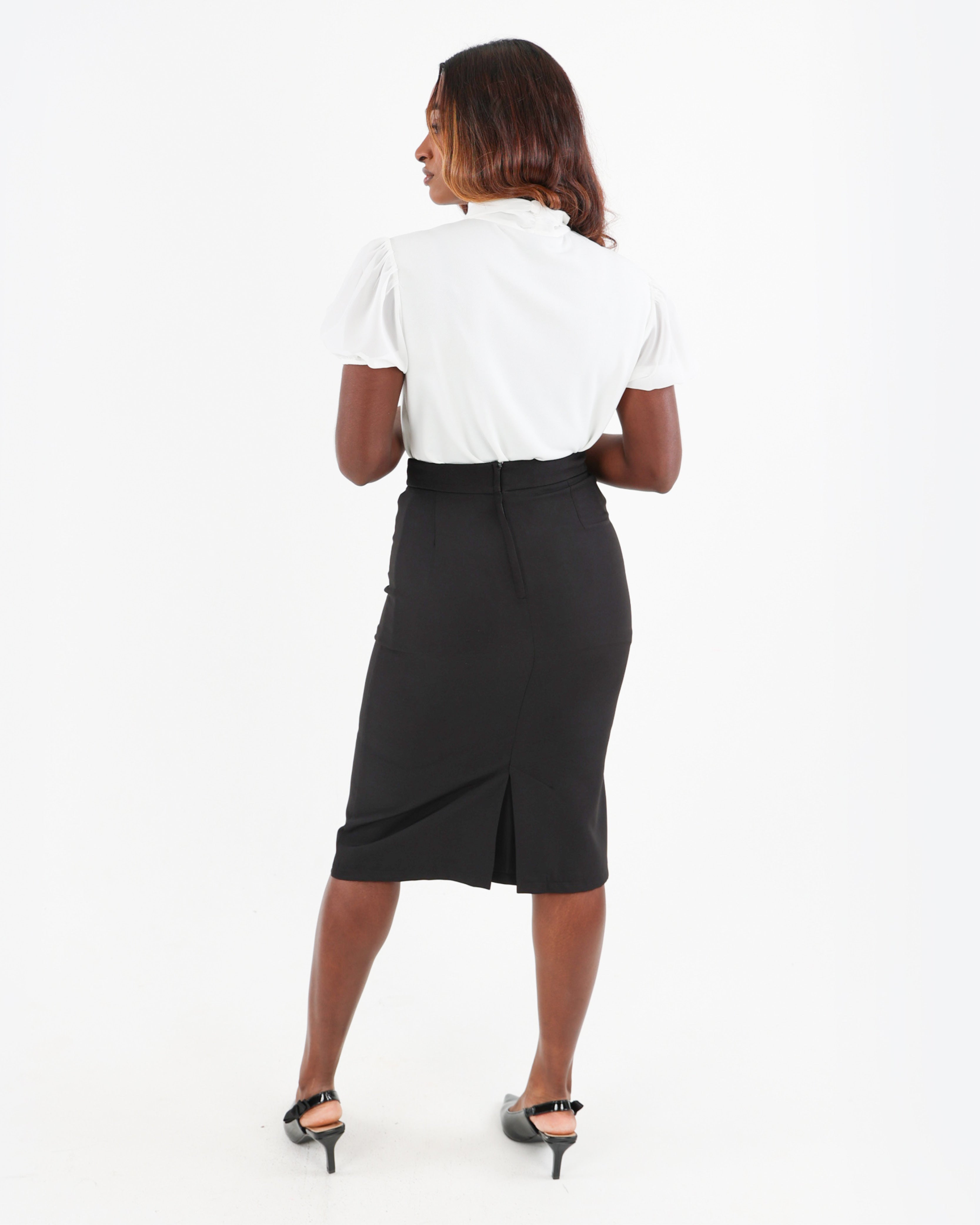 Mock Back Vent Pencil Skirt