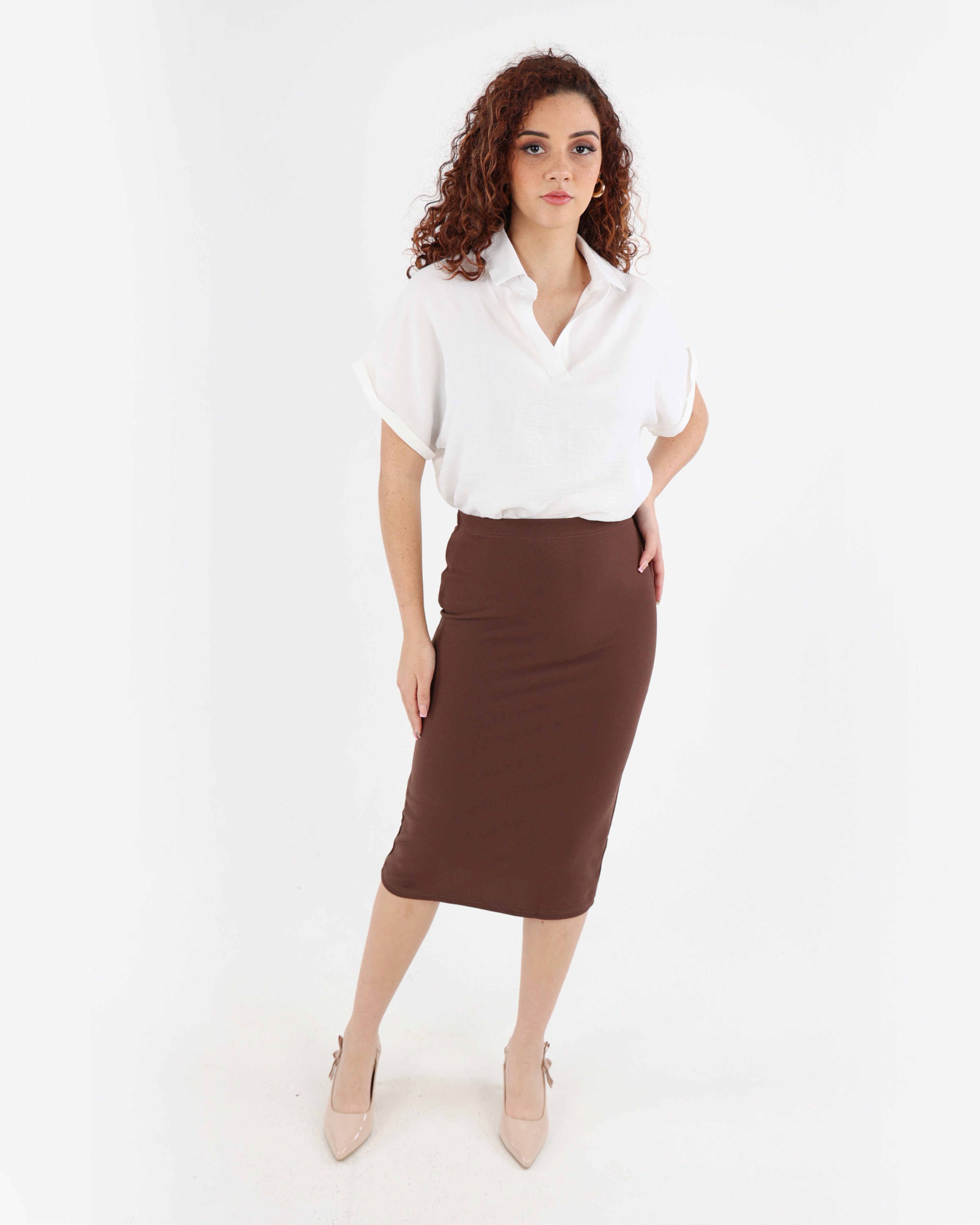 Chocolate & Chartreuse Twin Pack Pencil Skirts