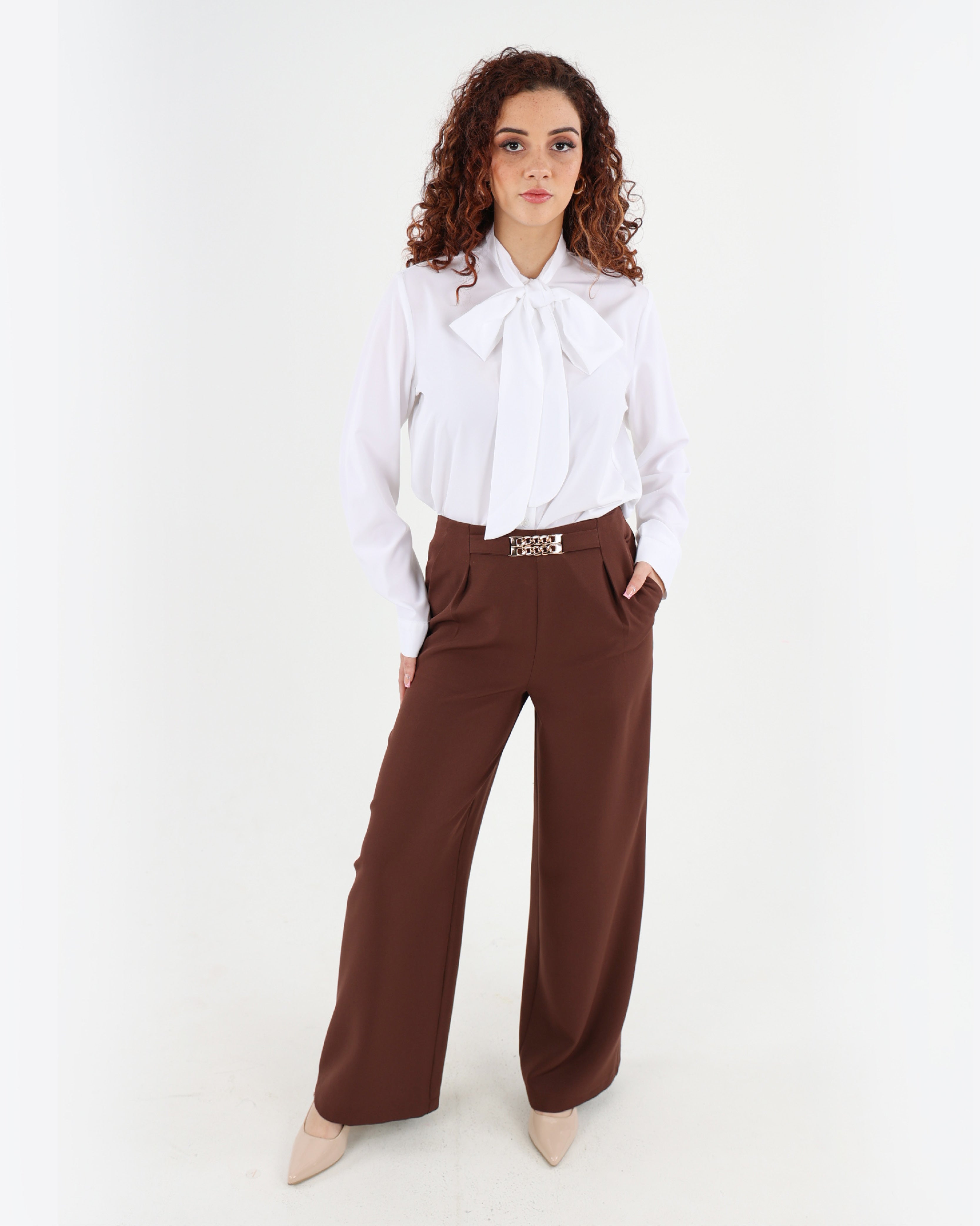 Wide Leg Pants with Trim Detail