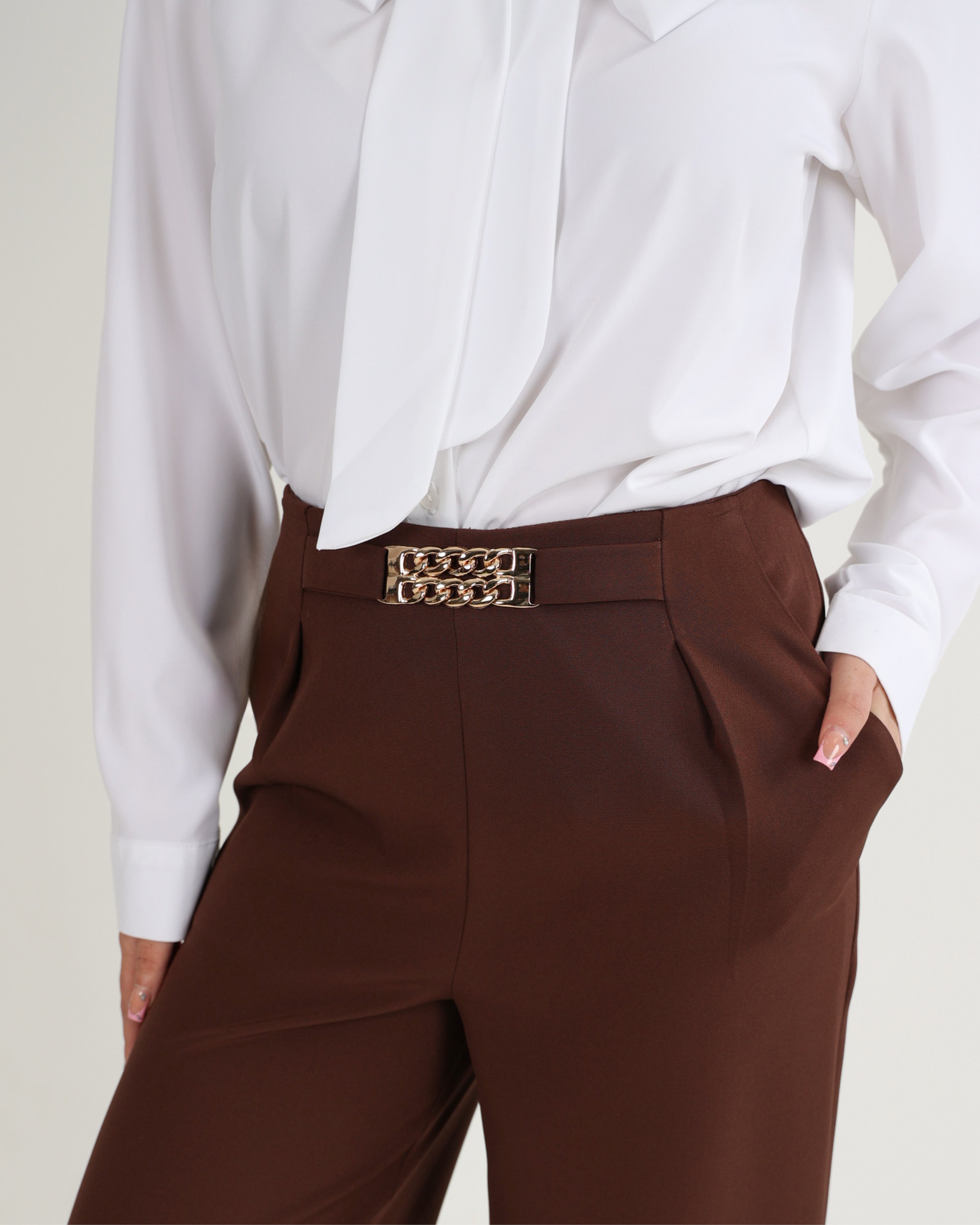 Wide Leg Pants with Trim Detail