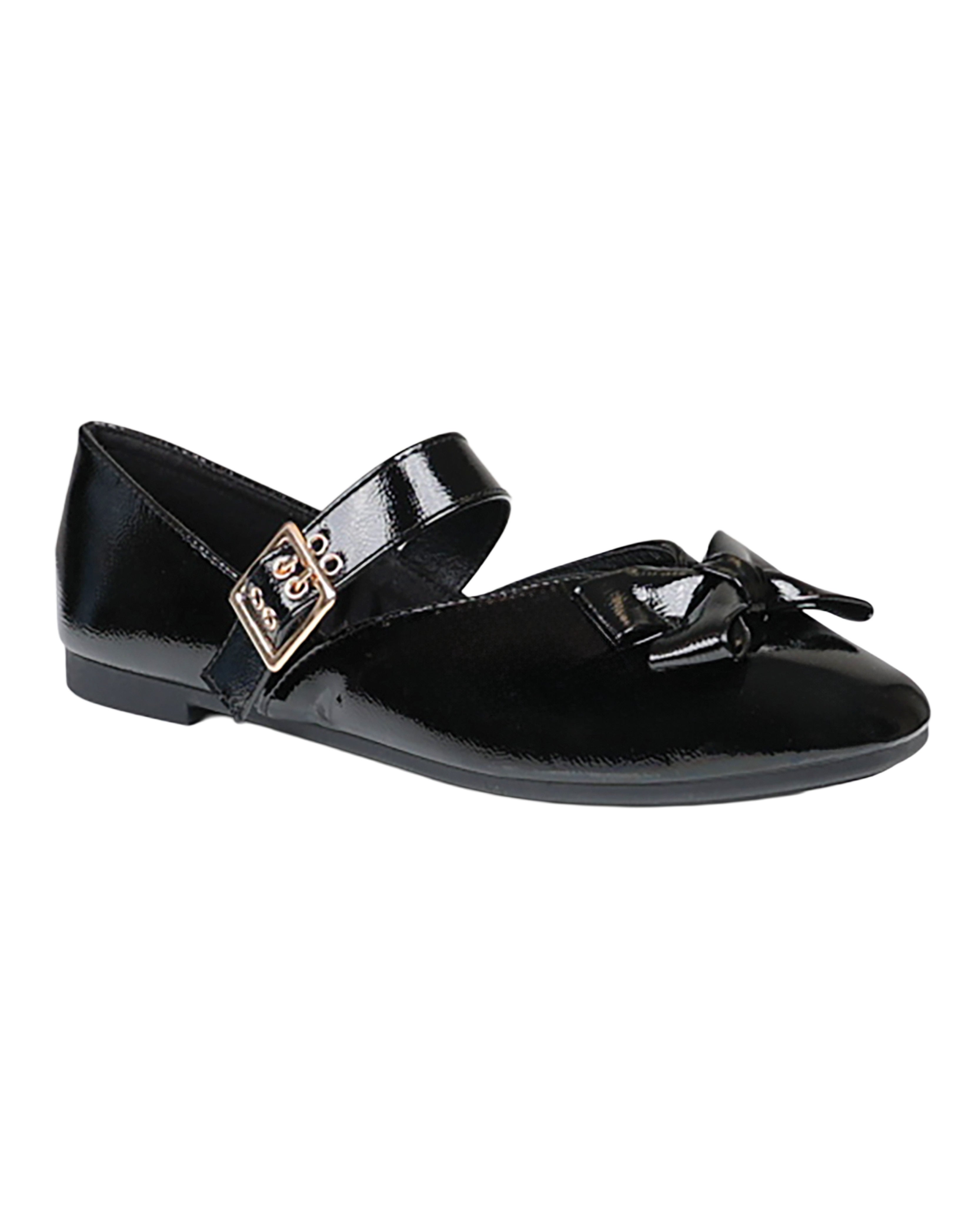 Black Buckle Band Bow Detail Pumps