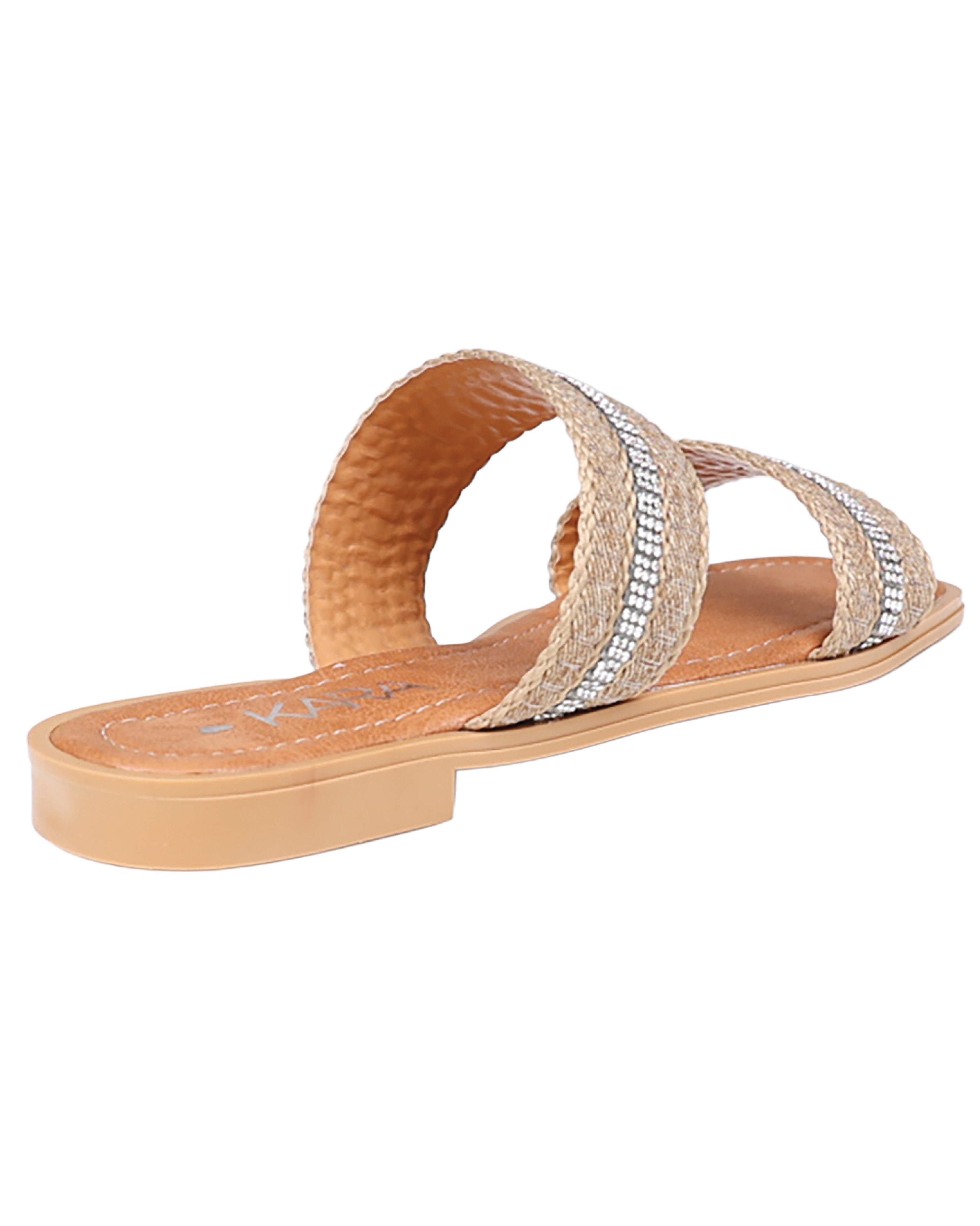 Taupe Embellished Double Band Mule