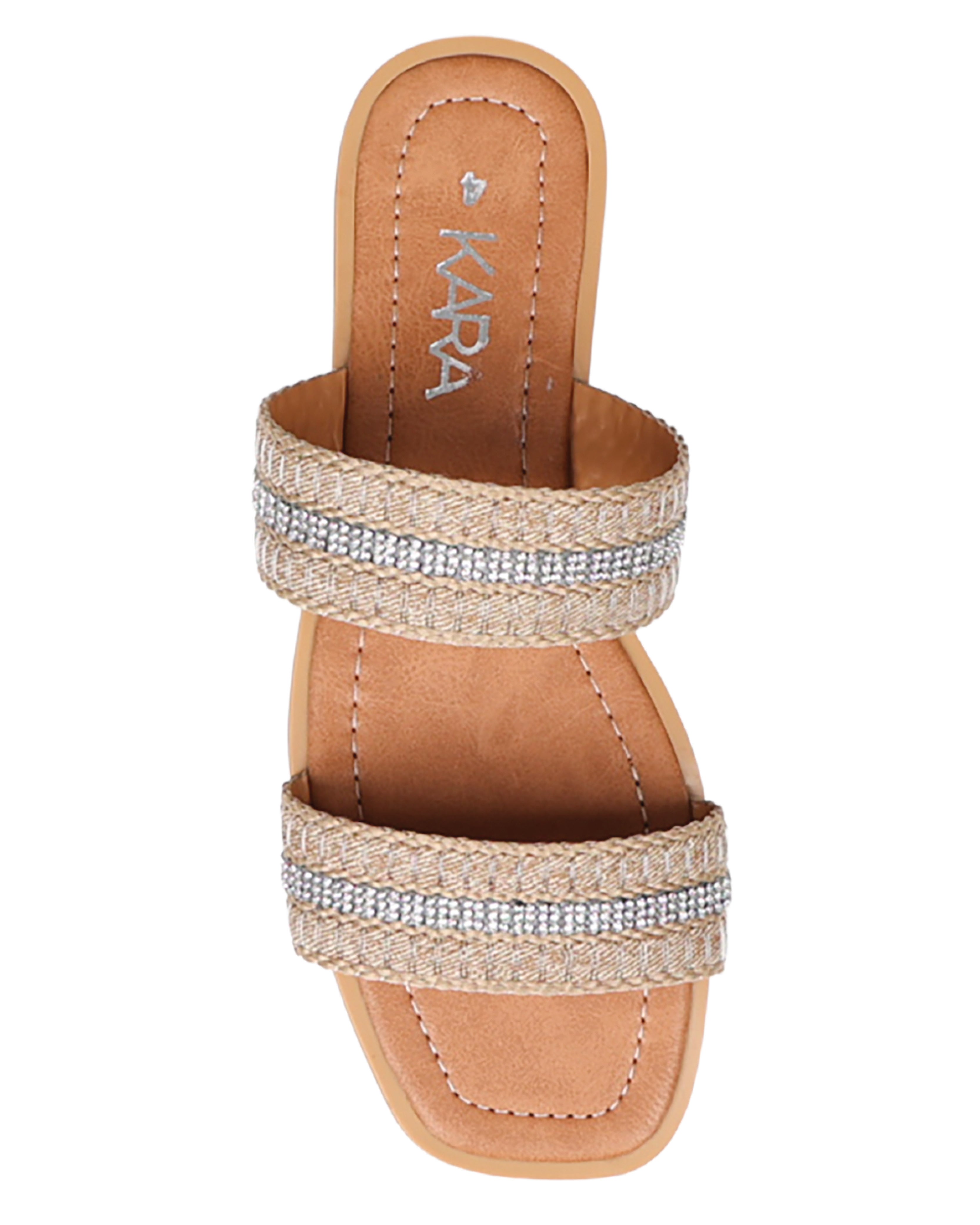 Taupe Embellished Double Band Mule