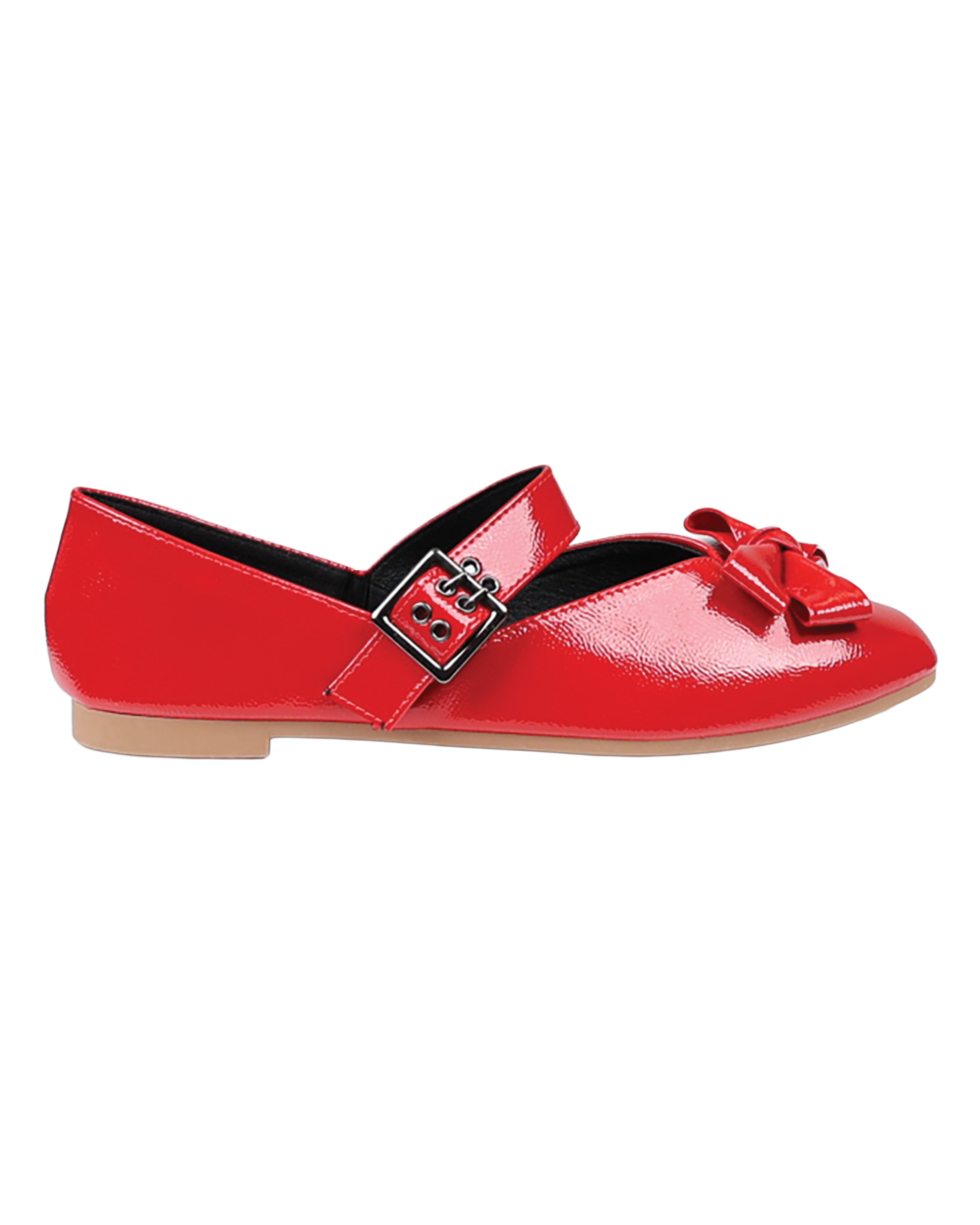 Red Buckle Band Bow Detail Pumps