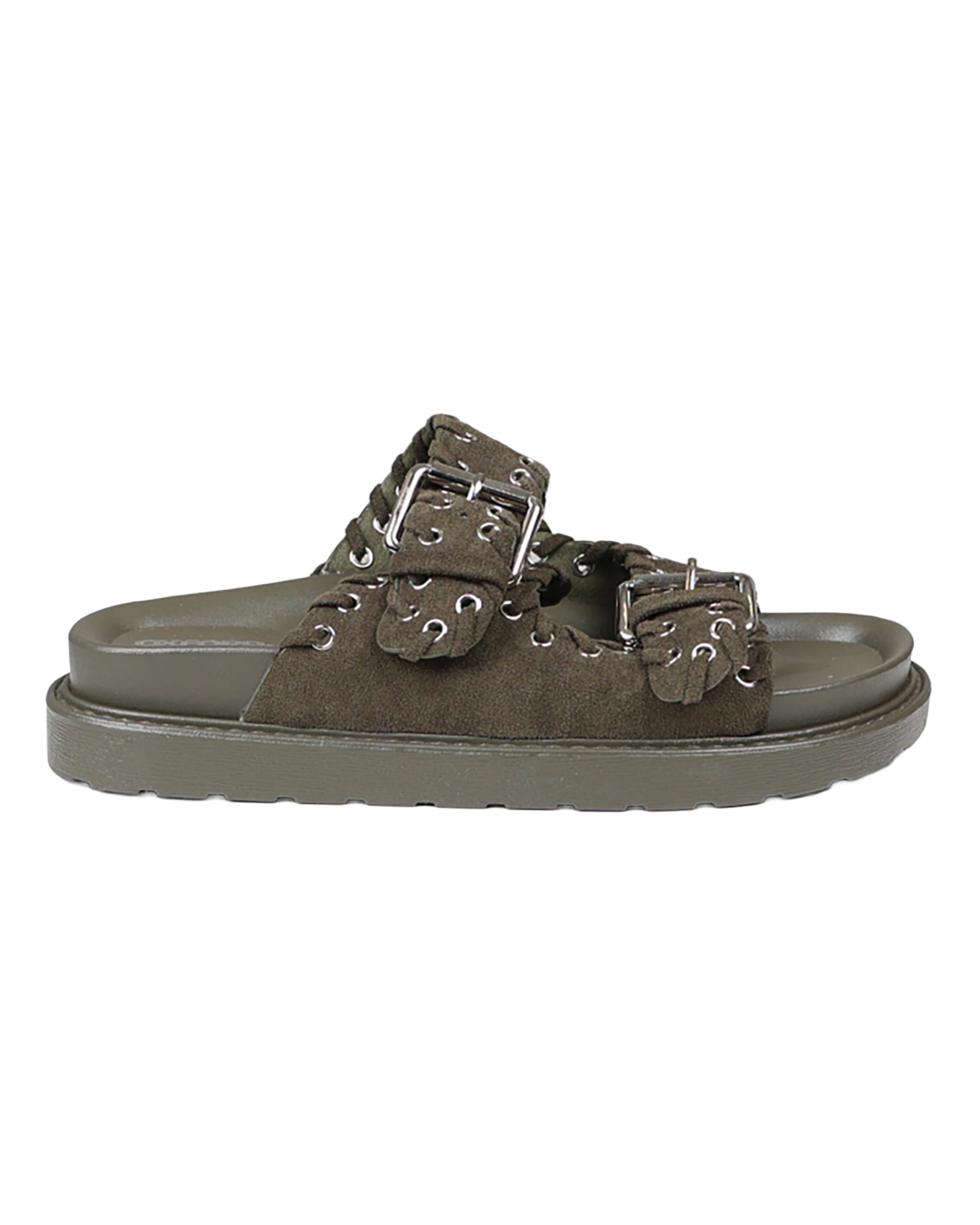 Olive Stitch Detail Chunky Cleated Slide