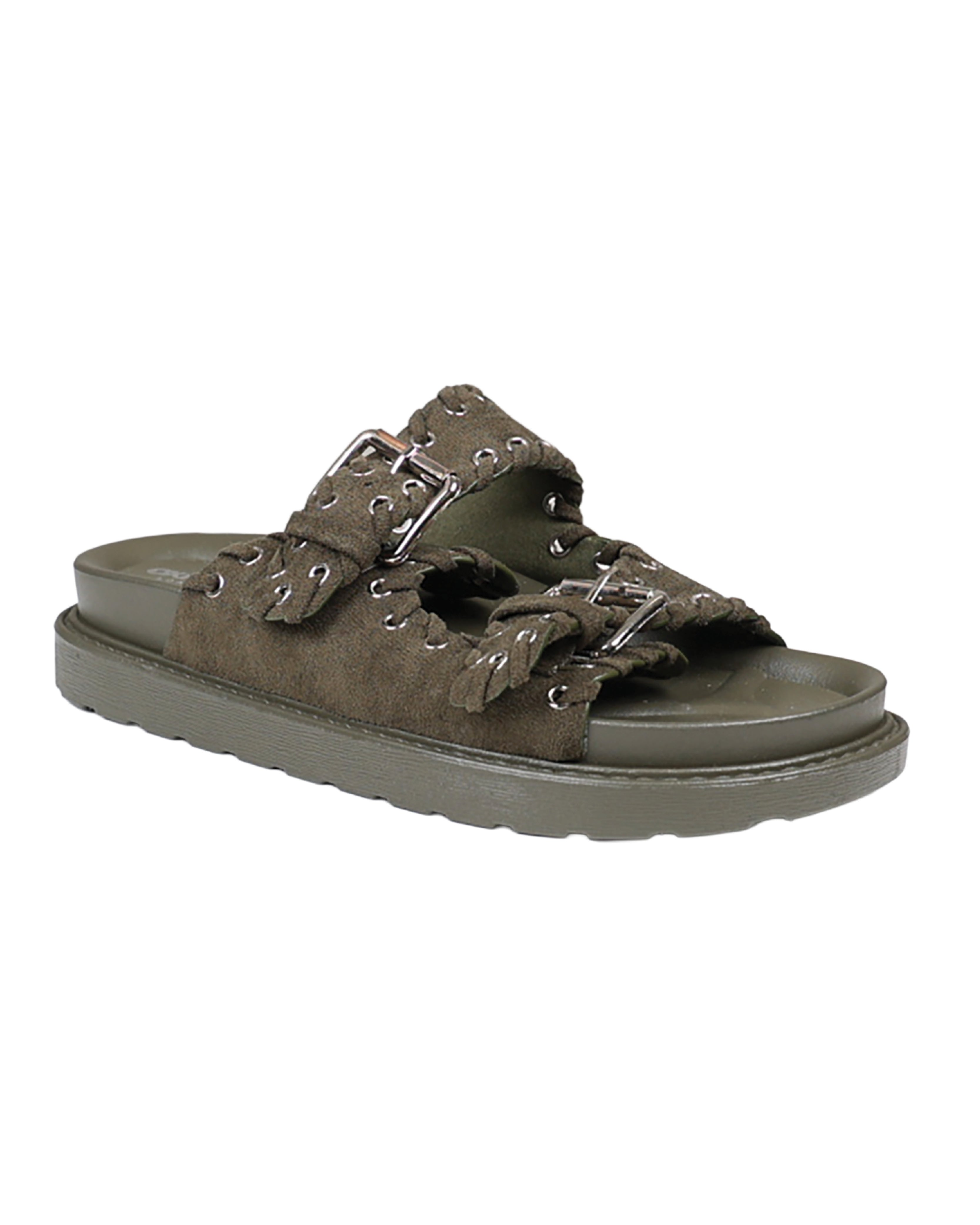 Olive Stitch Detail Chunky Cleated Slide