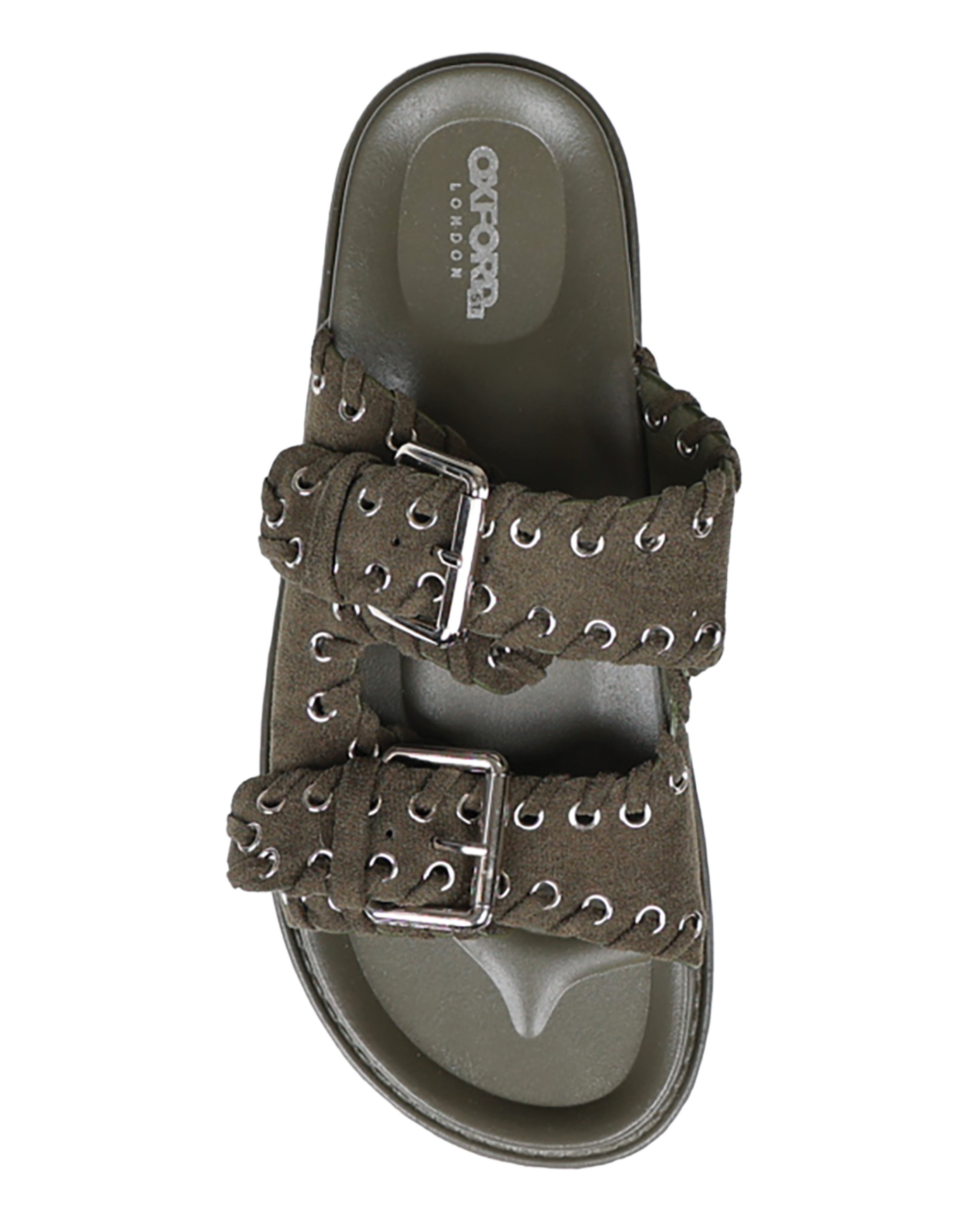Olive Stitch Detail Chunky Cleated Slide