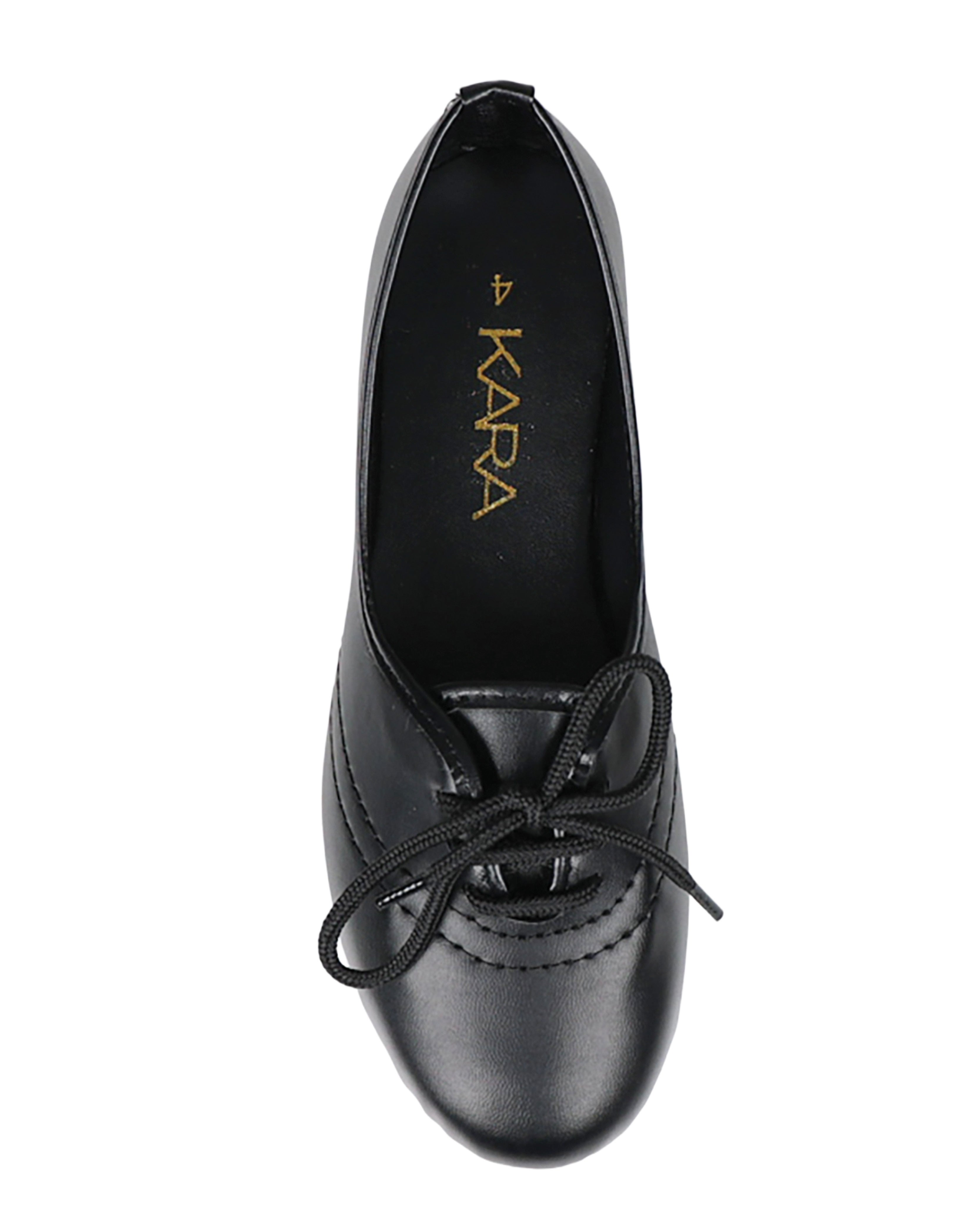 Black Lace Up Ballet Style Pumps
