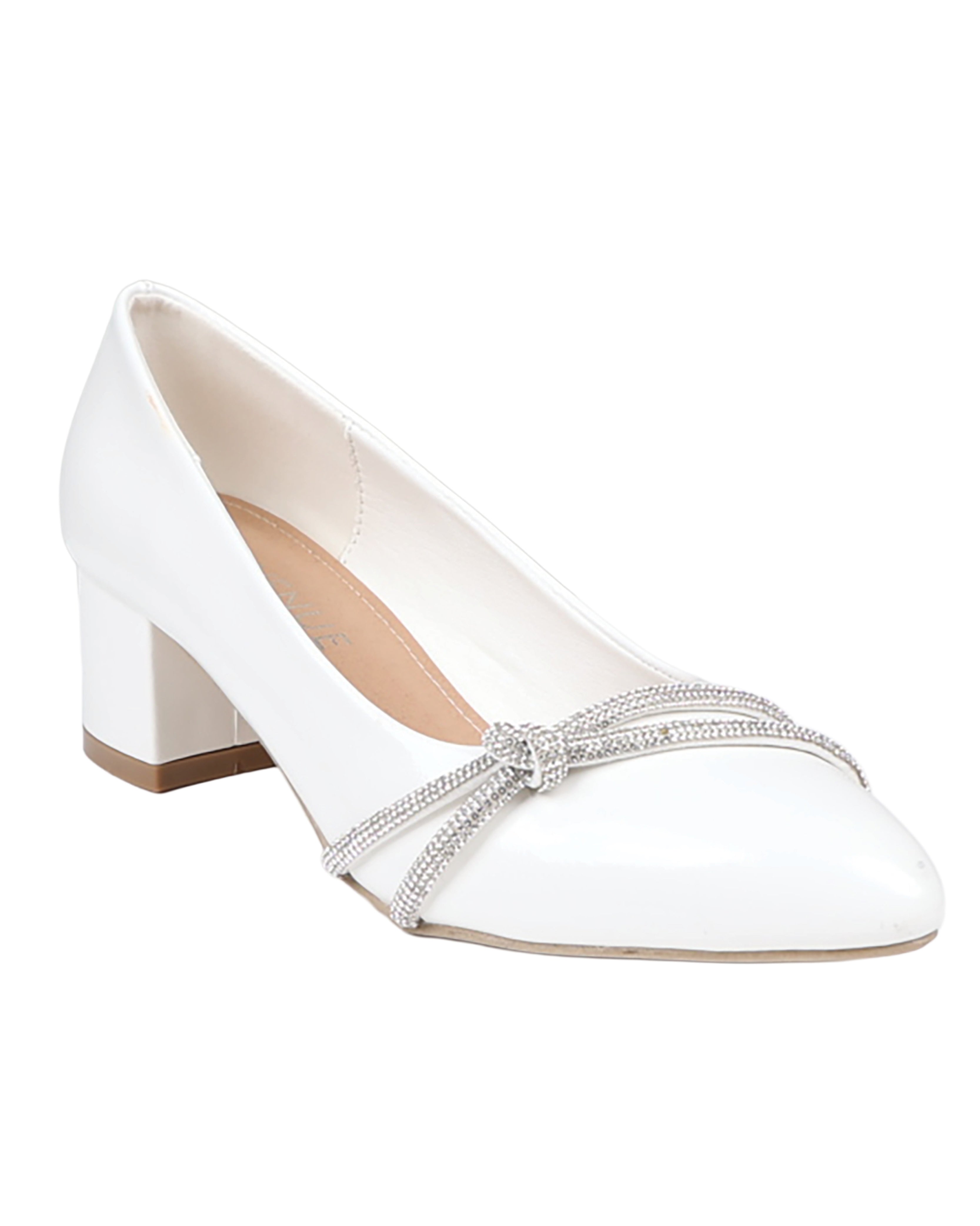 White Embellished Knot Detail Block Court