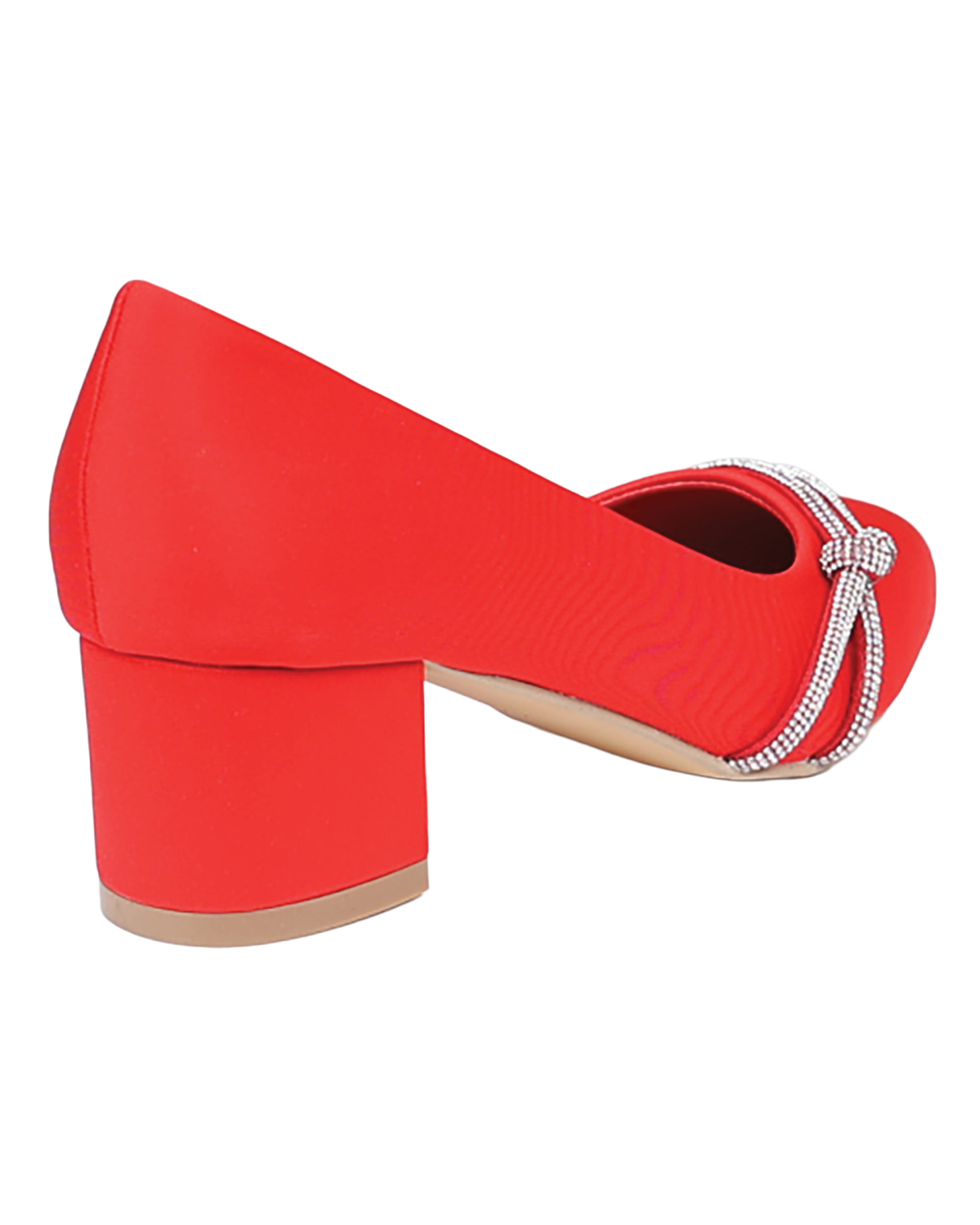 Red Embellished Knot Detail Block Court