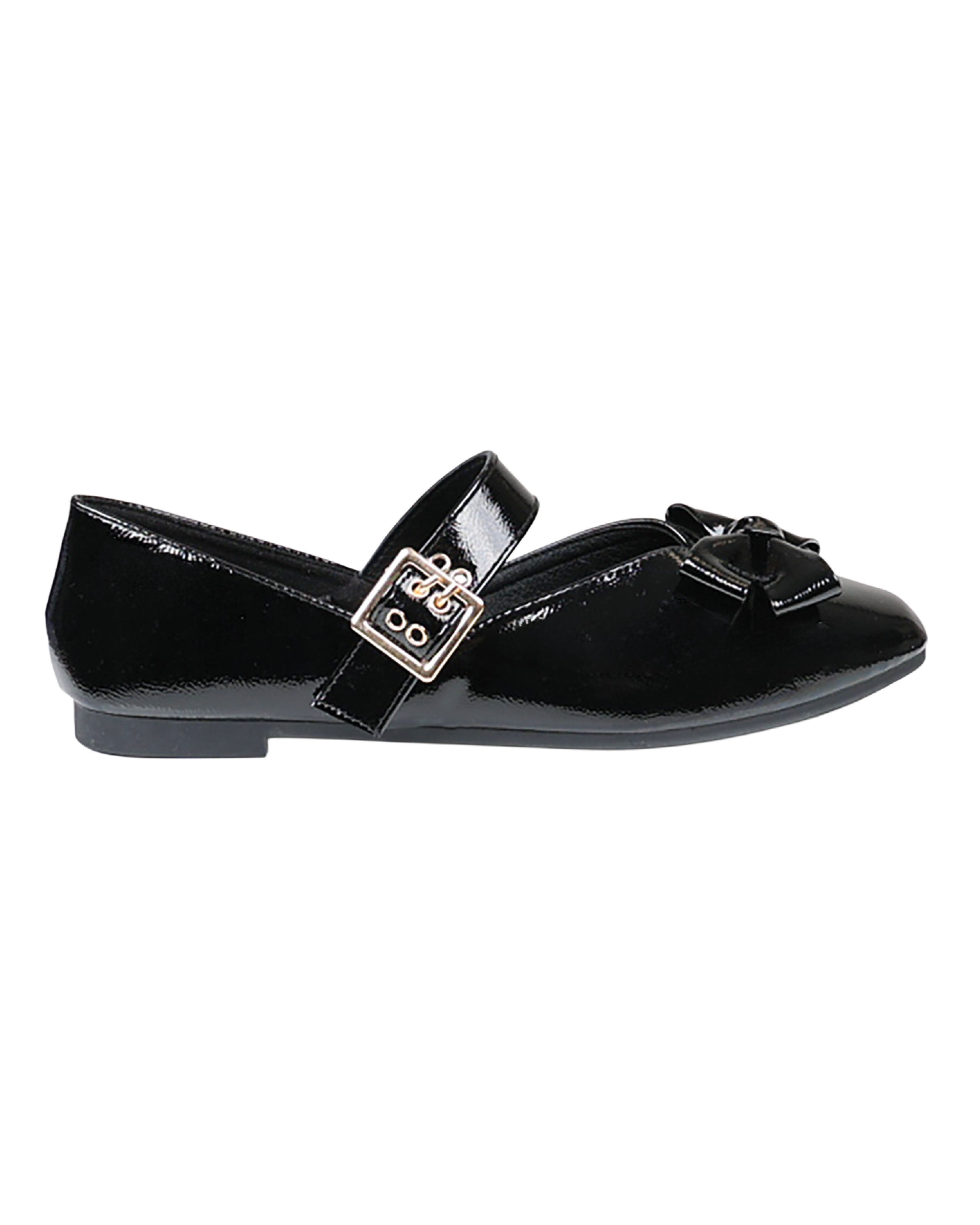 Black Buckle Band Bow Detail Pumps