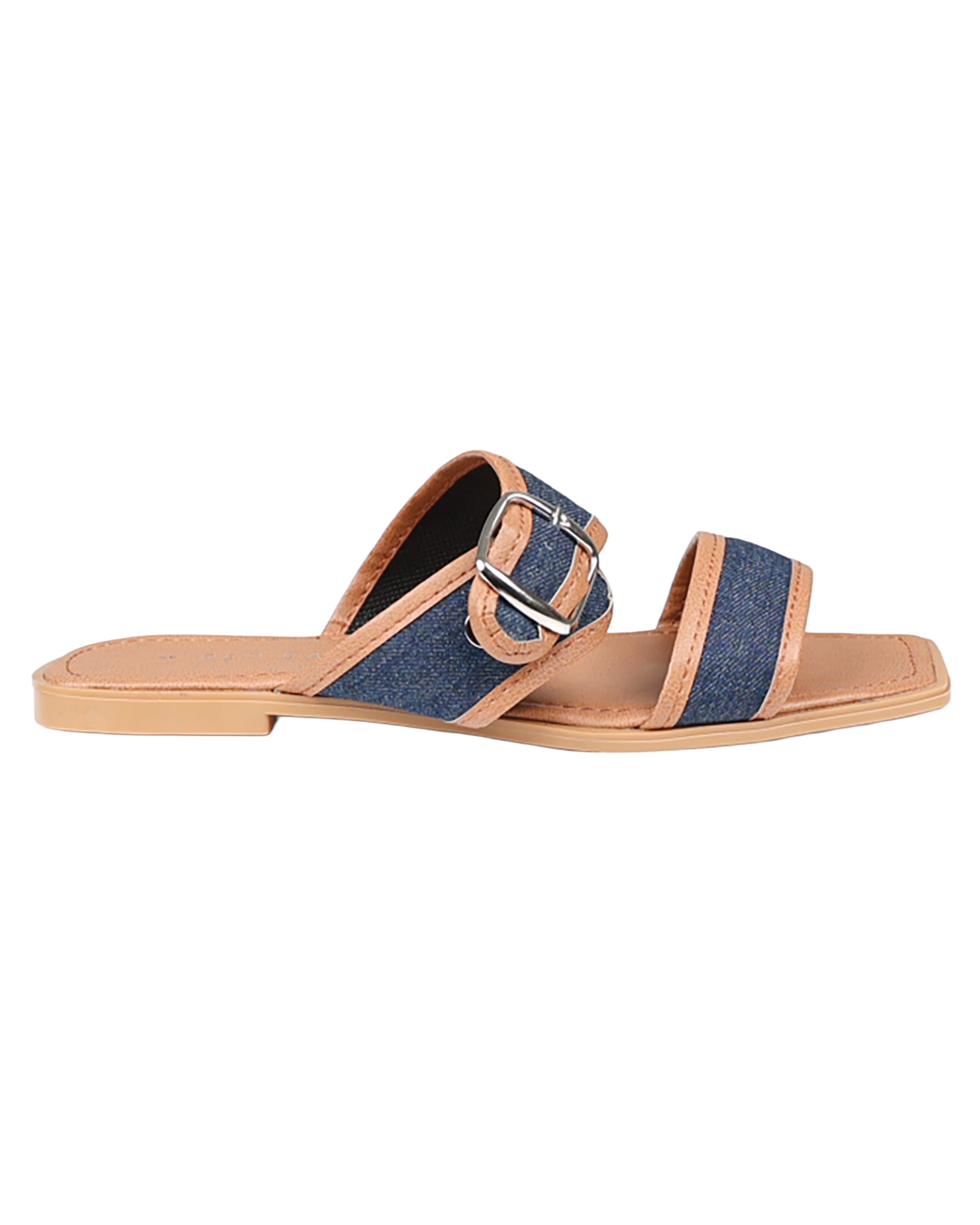 Blue Denim Buckle Detail Mule