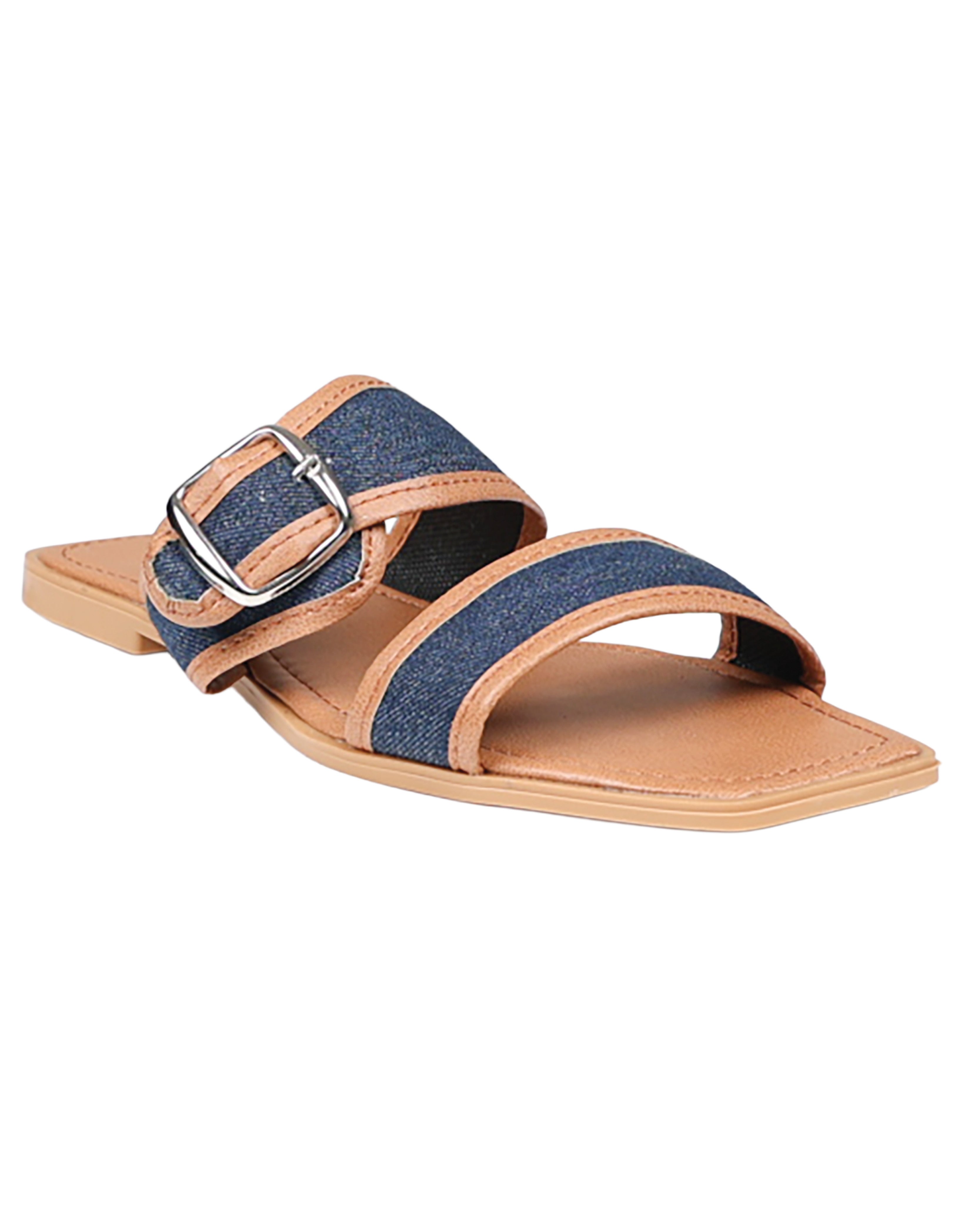 Blue Denim Buckle Detail Mule
