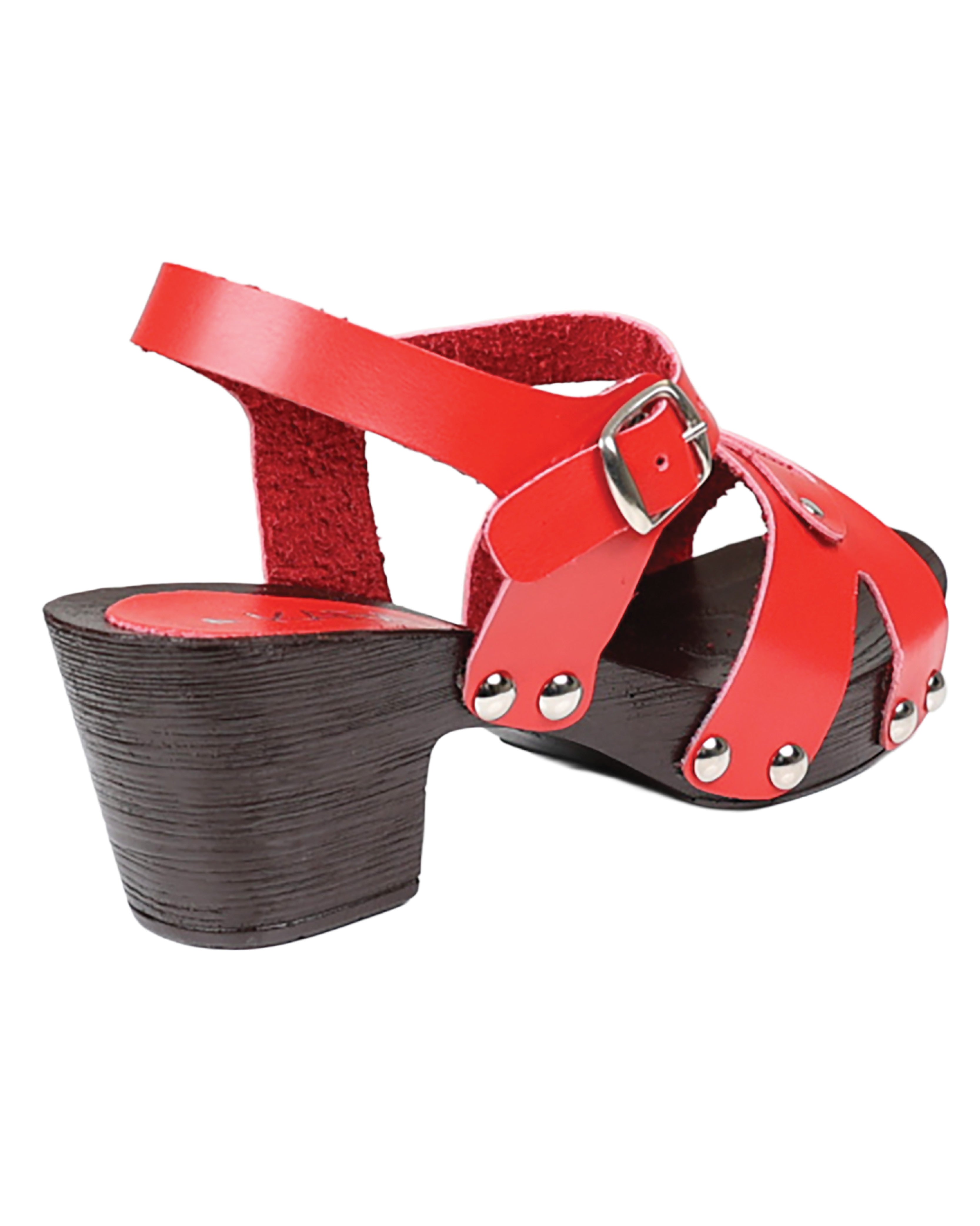 Red Block Heel Clogs