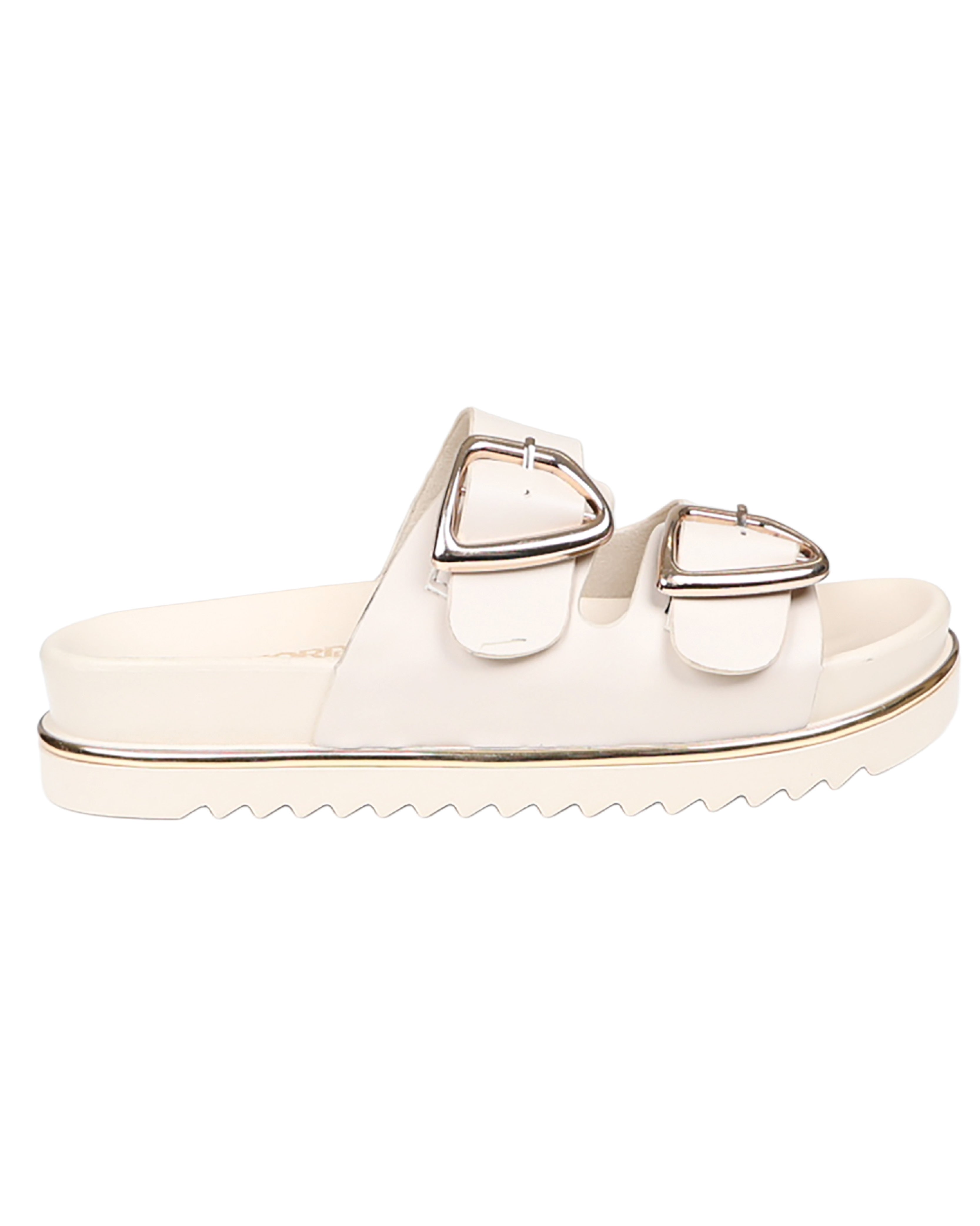 Nude Double Buckle Chunky Cleated Slide