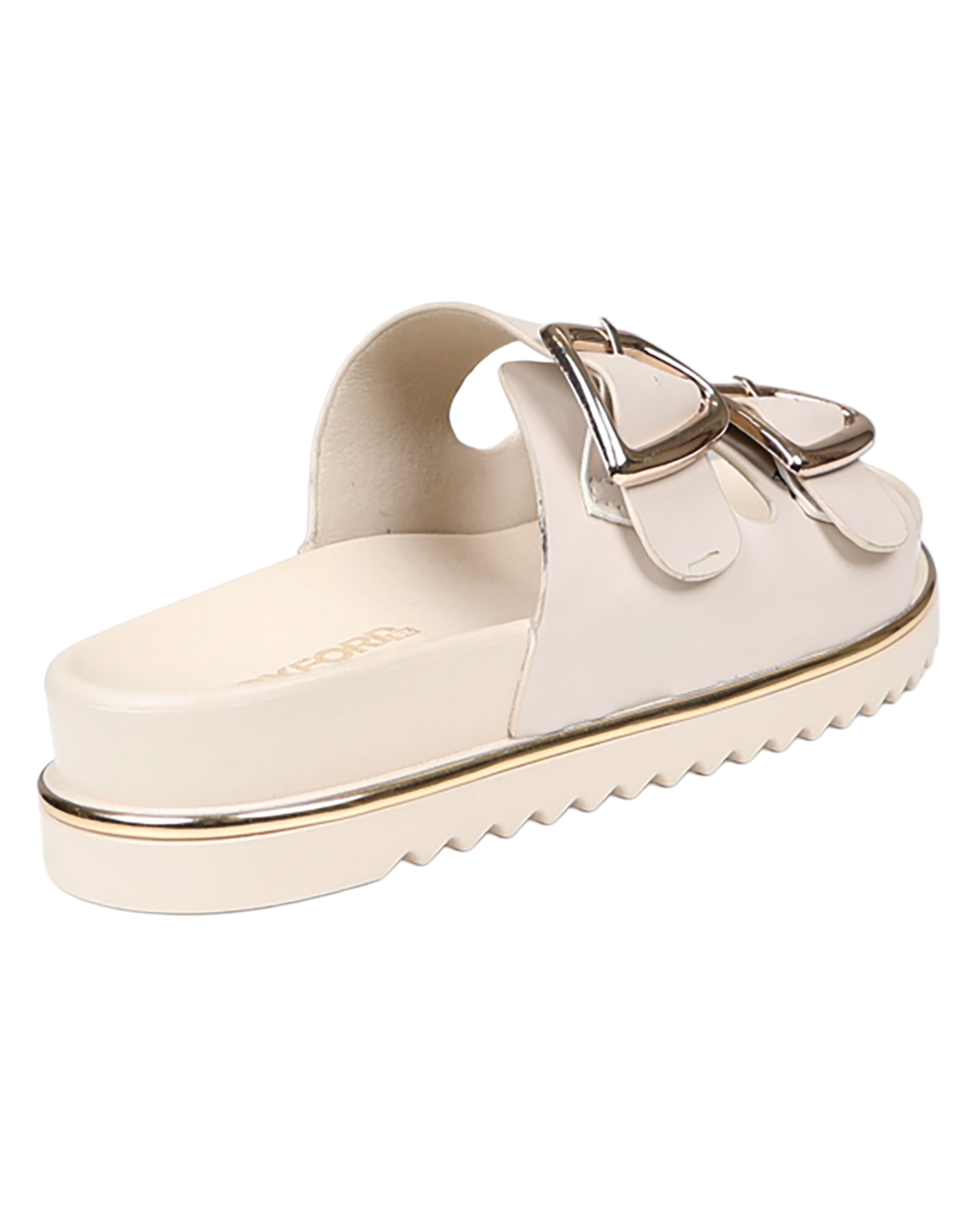 Nude Double Buckle Chunky Cleated Slide