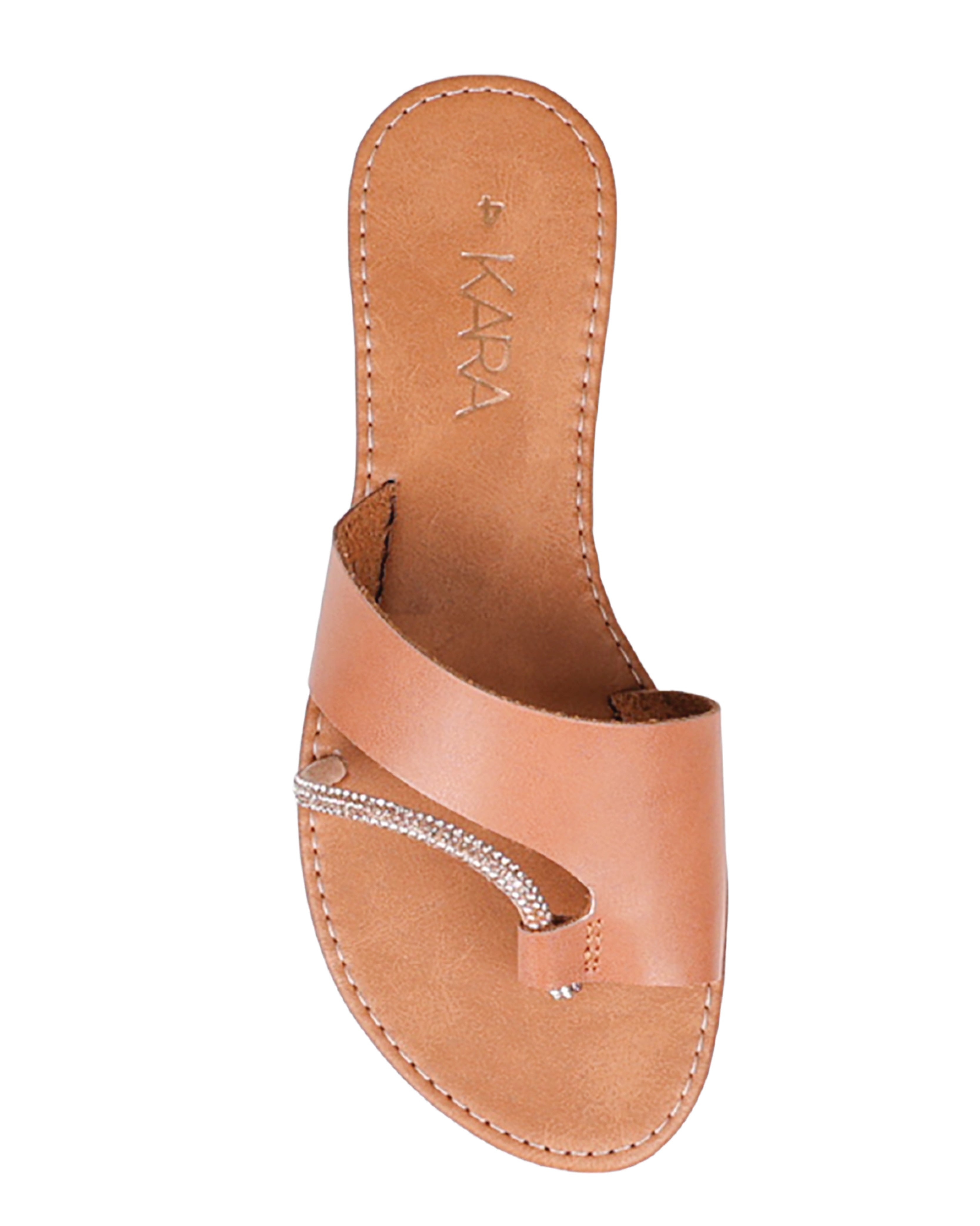Tan Embellished Toe Post Sandal