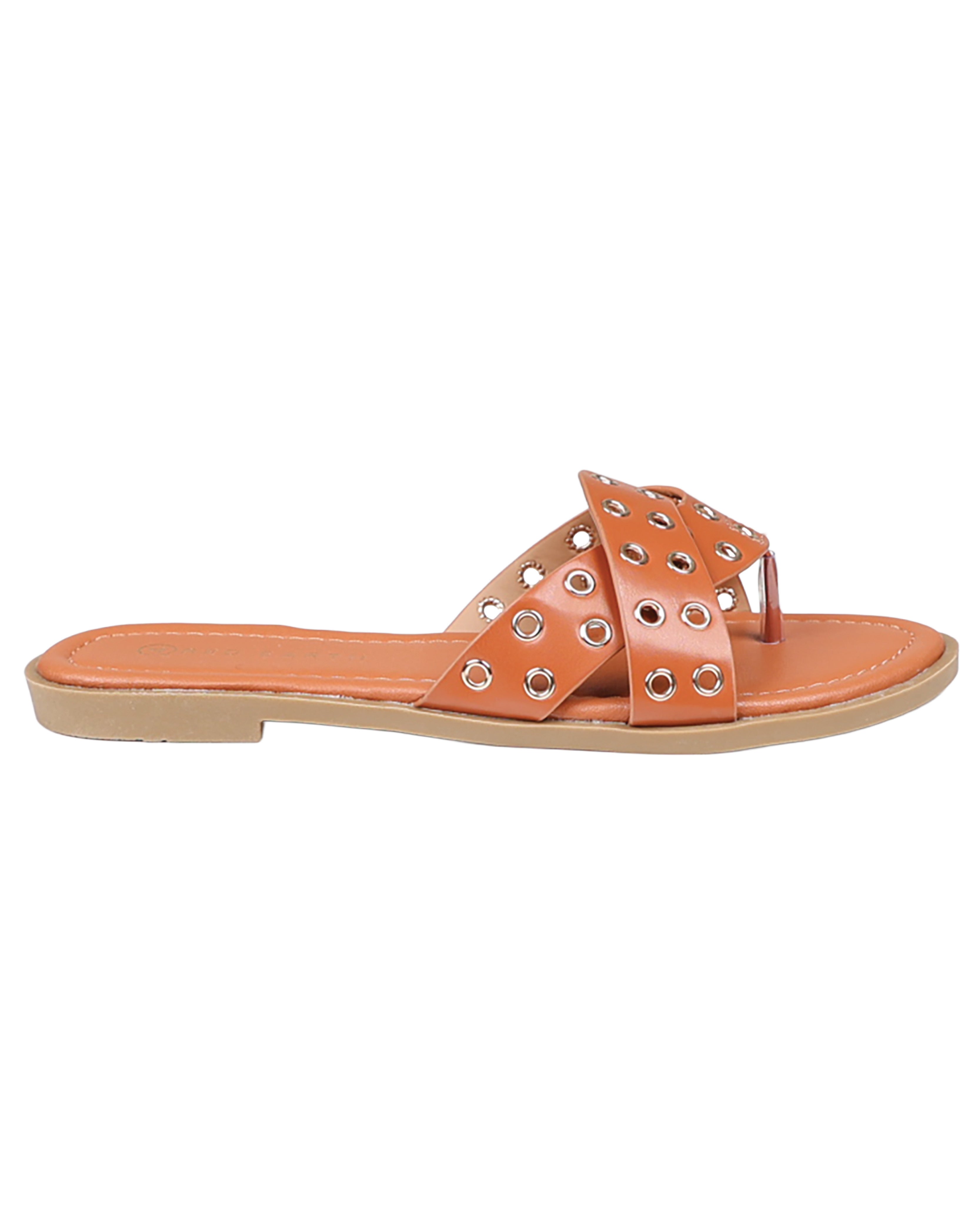 Tan Crossover Stud Detail Mule