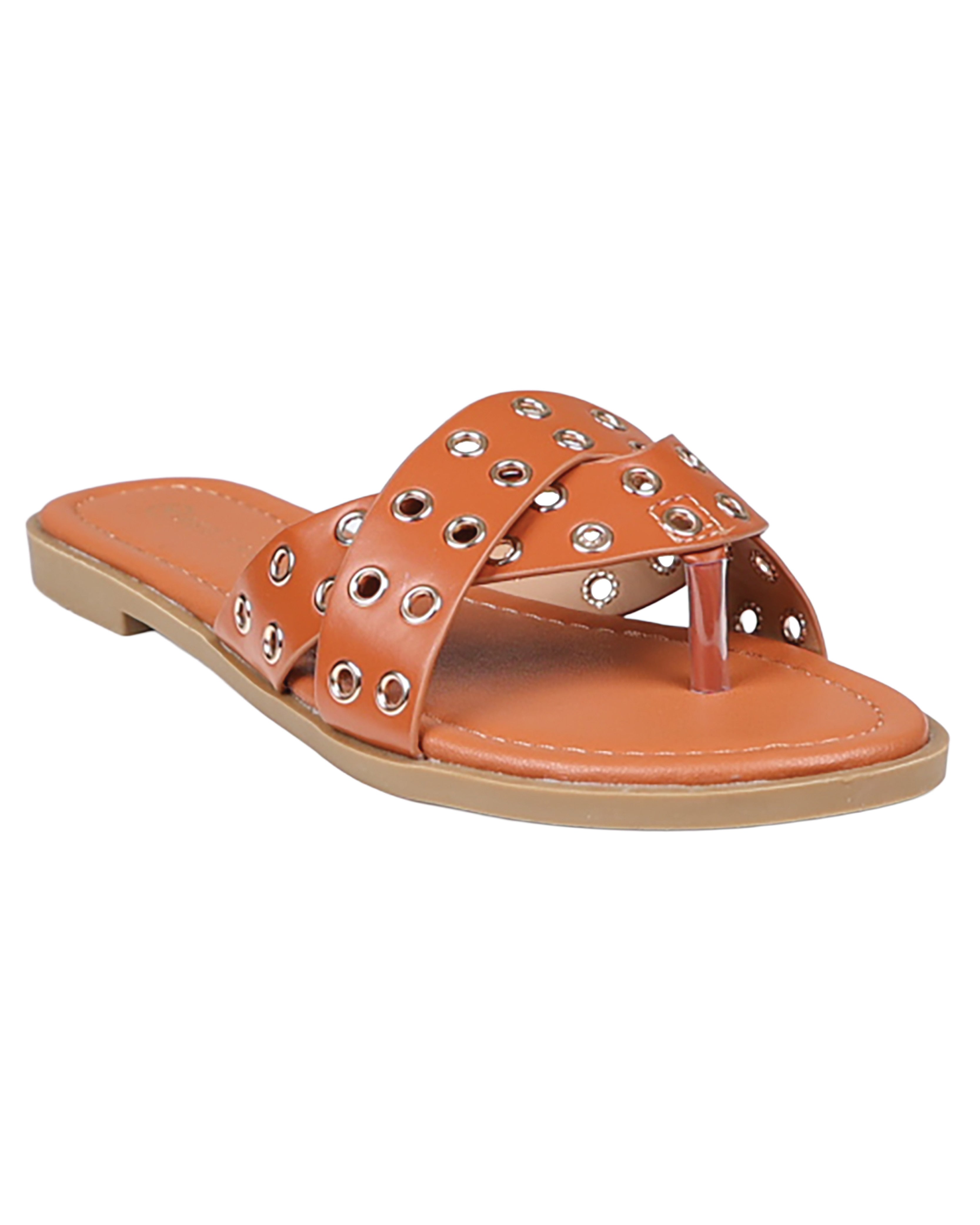 Tan Crossover Stud Detail Mule