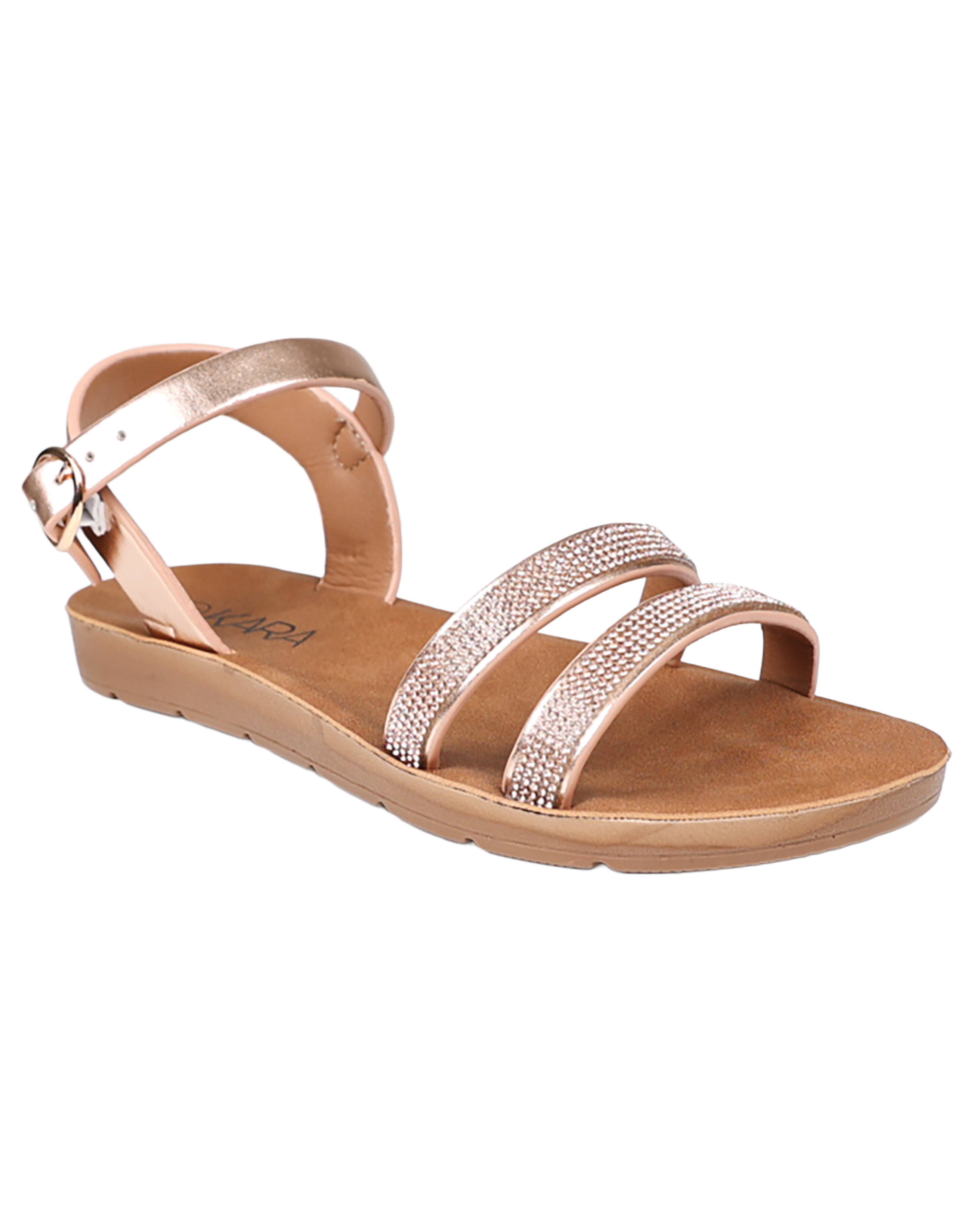 Rose Gold Embellished Double and Sandals