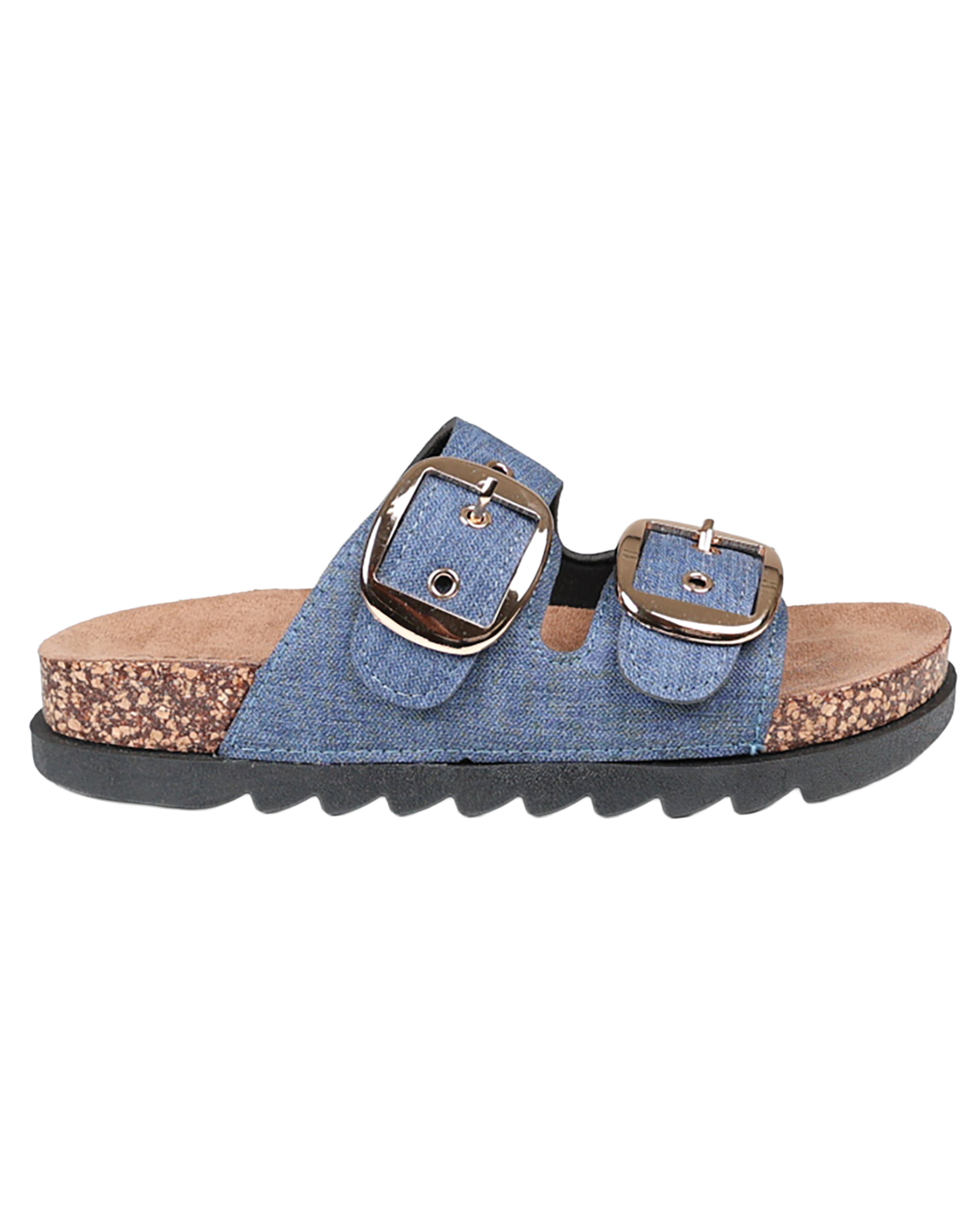 Denim Double Buckle Slide