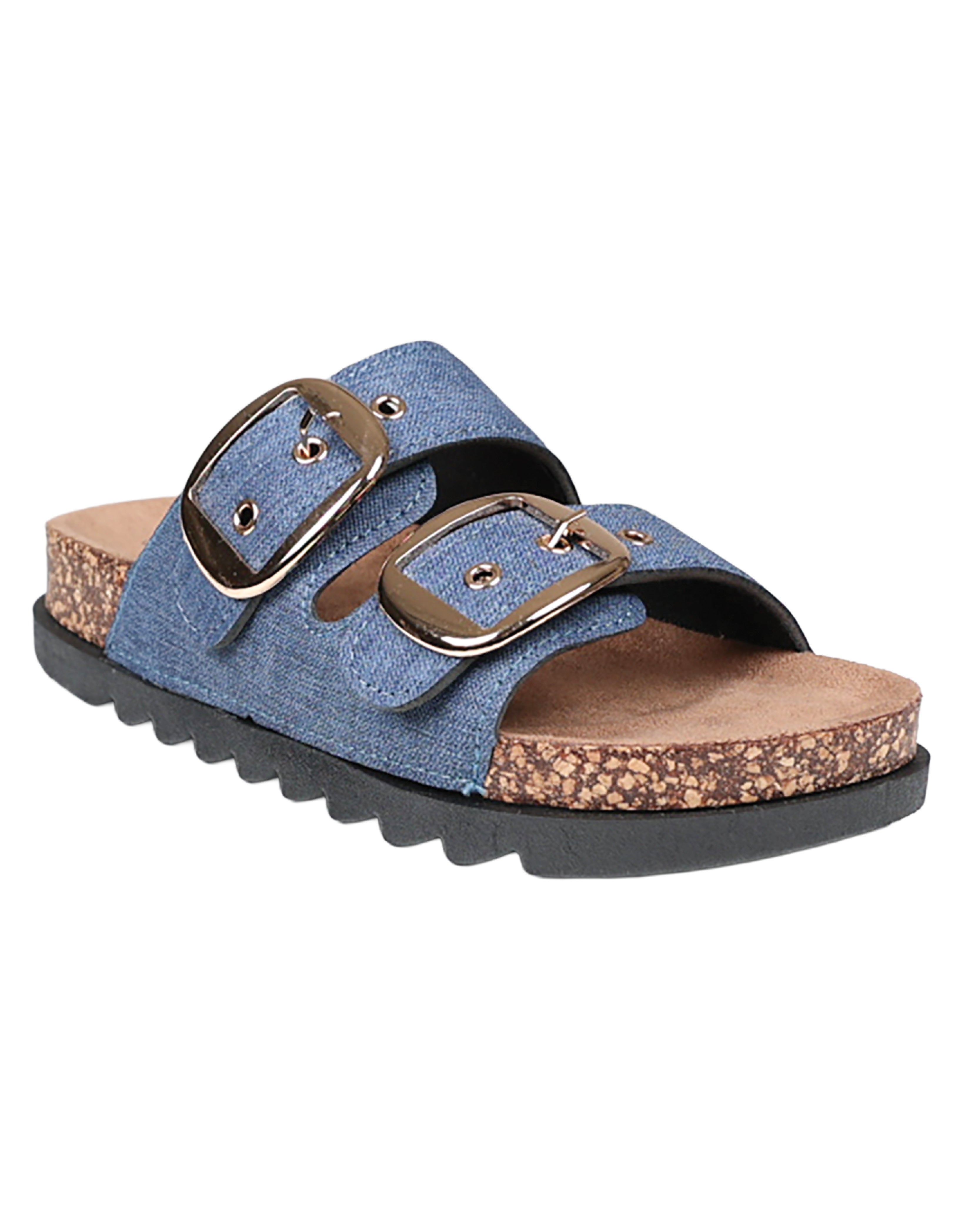 Denim Double Buckle Slide