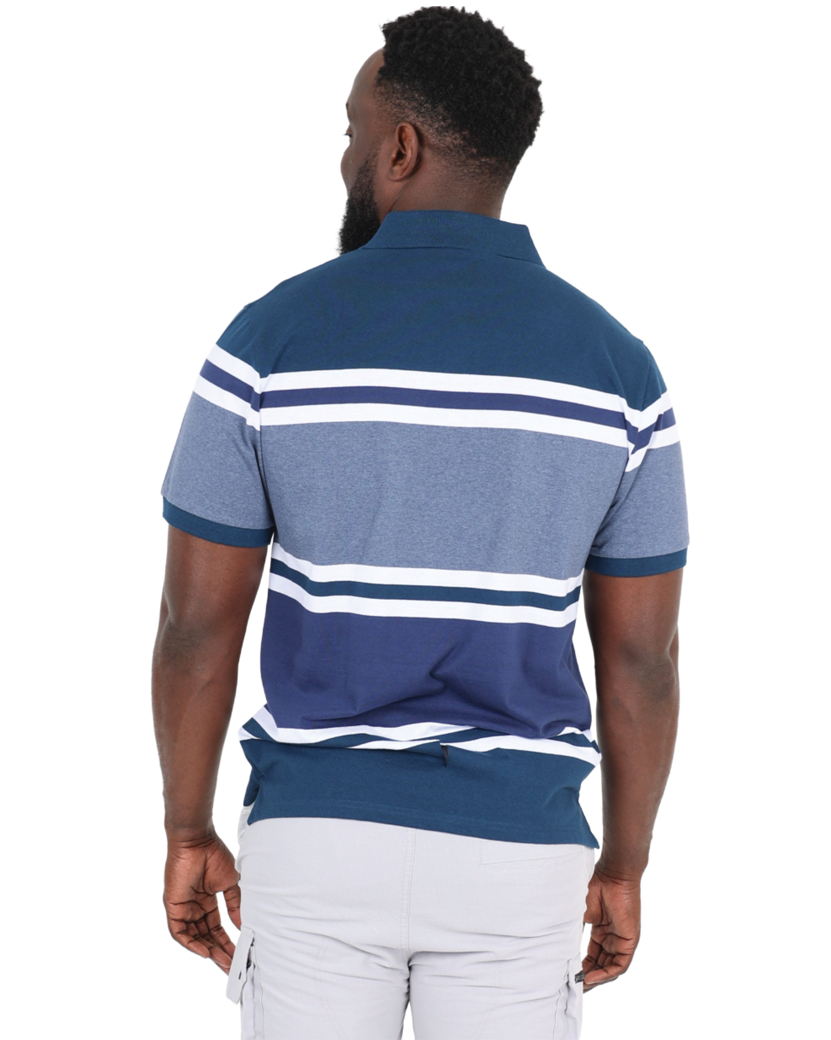 Short Sleeve Navy Stripe Yarn-dyed Golfer